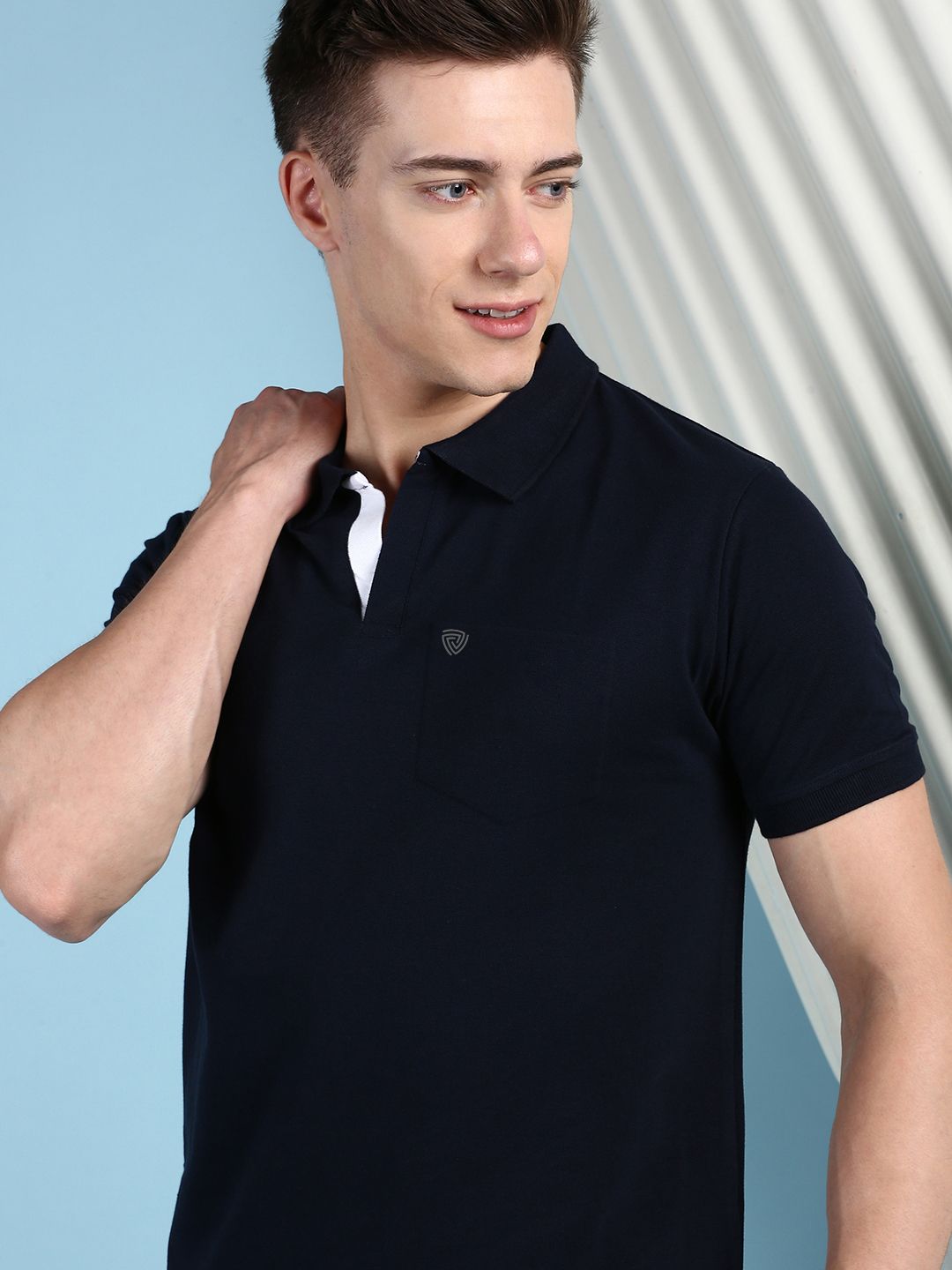 Men Solid Polo Neck Cotton Blend Black T-Shirt