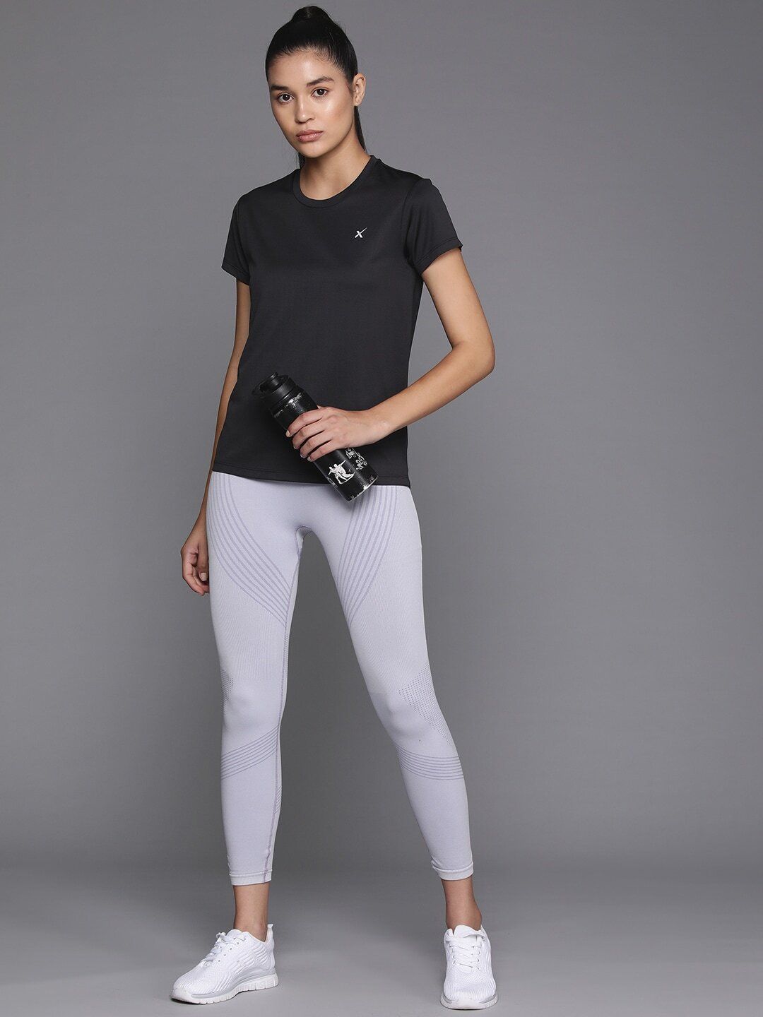 Women Solid Round Neck Polyester Black T-Shirt-image-29