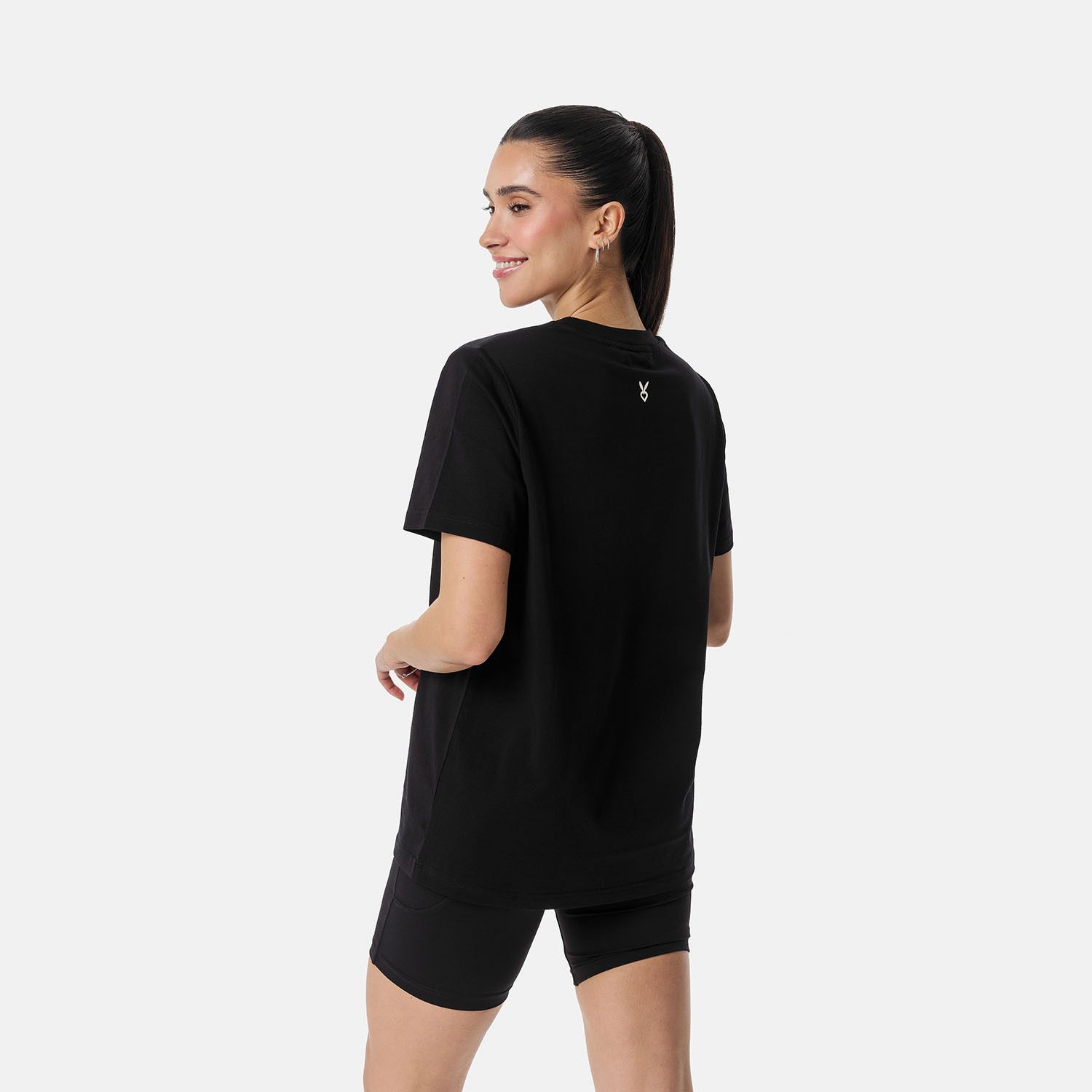 Women Solid Round Neck Cotton Blend Black T-Shirt-image-23
