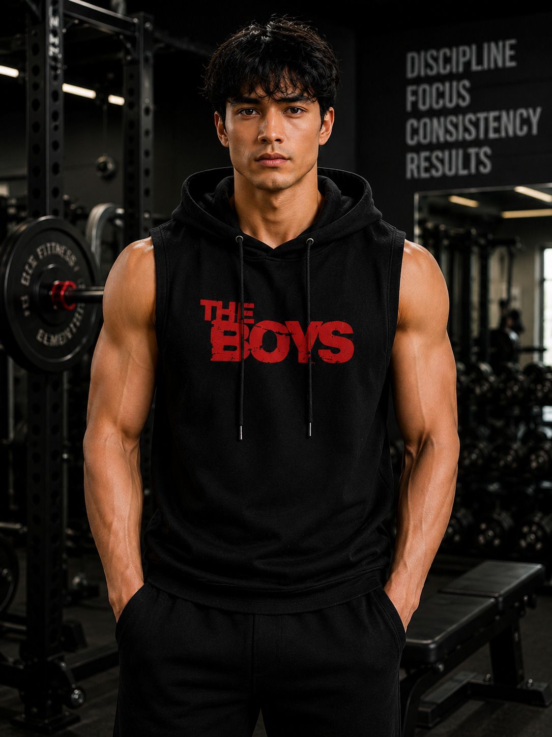 Men Typography Hooded Neck Polyester Black T-Shirt-image-4