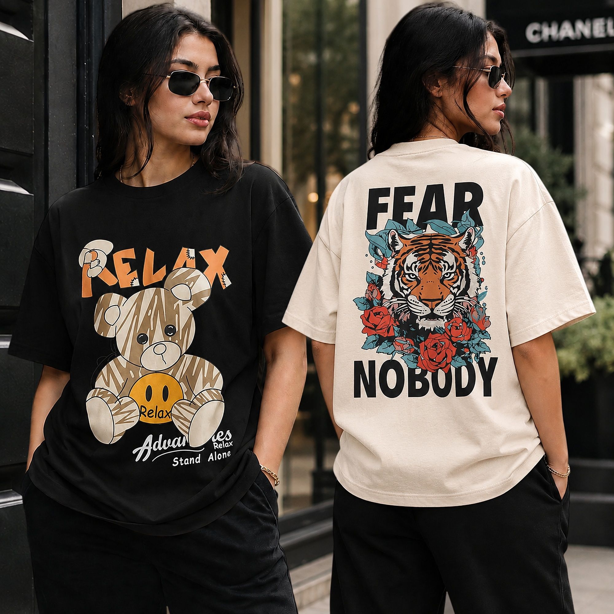 dreambe Pack of 2 Women Printed Round Neck Cotton Blend Multicolor T-Shirt-picture-16