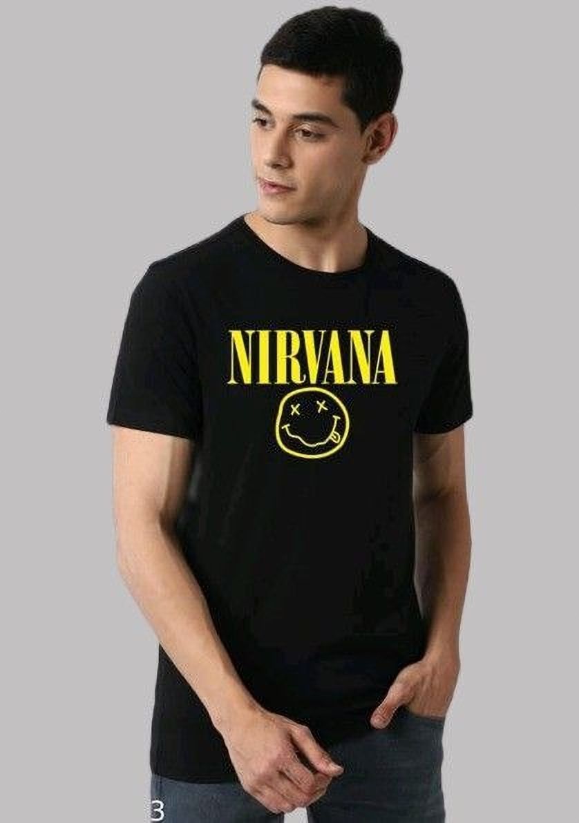 Men Printed Round Neck Cotton Blend Black T-Shirt-image-45