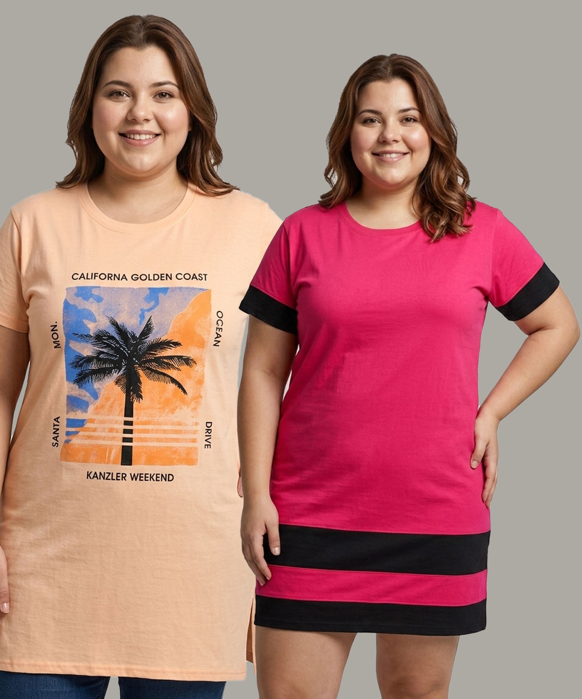 dreambe Pack of 2 Women Printed Round Neck Pure Cotton Multicolor T-Shirt-picture-26