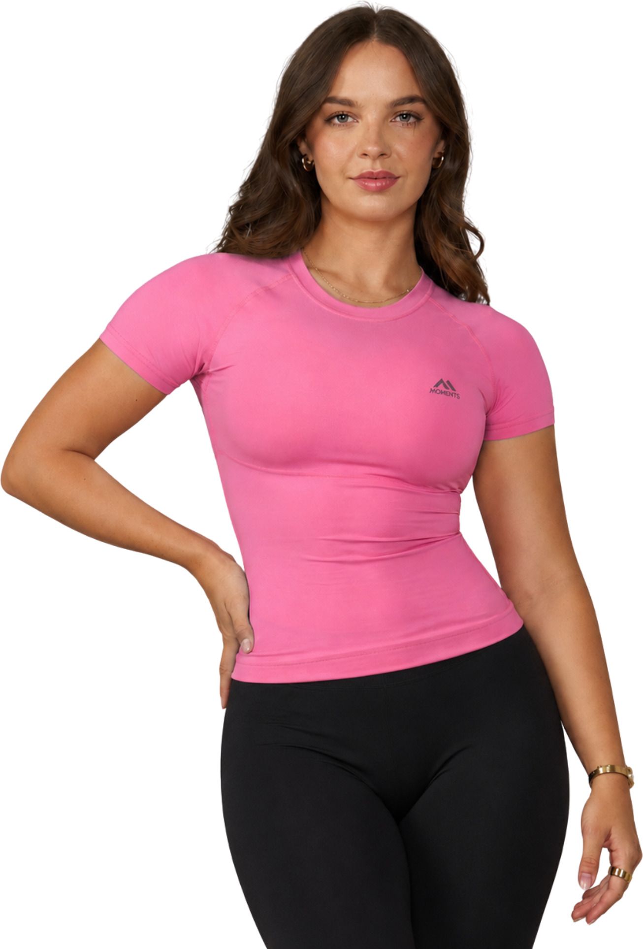 Women Solid Round Neck Cotton Blend Pink T-Shirt-image-48