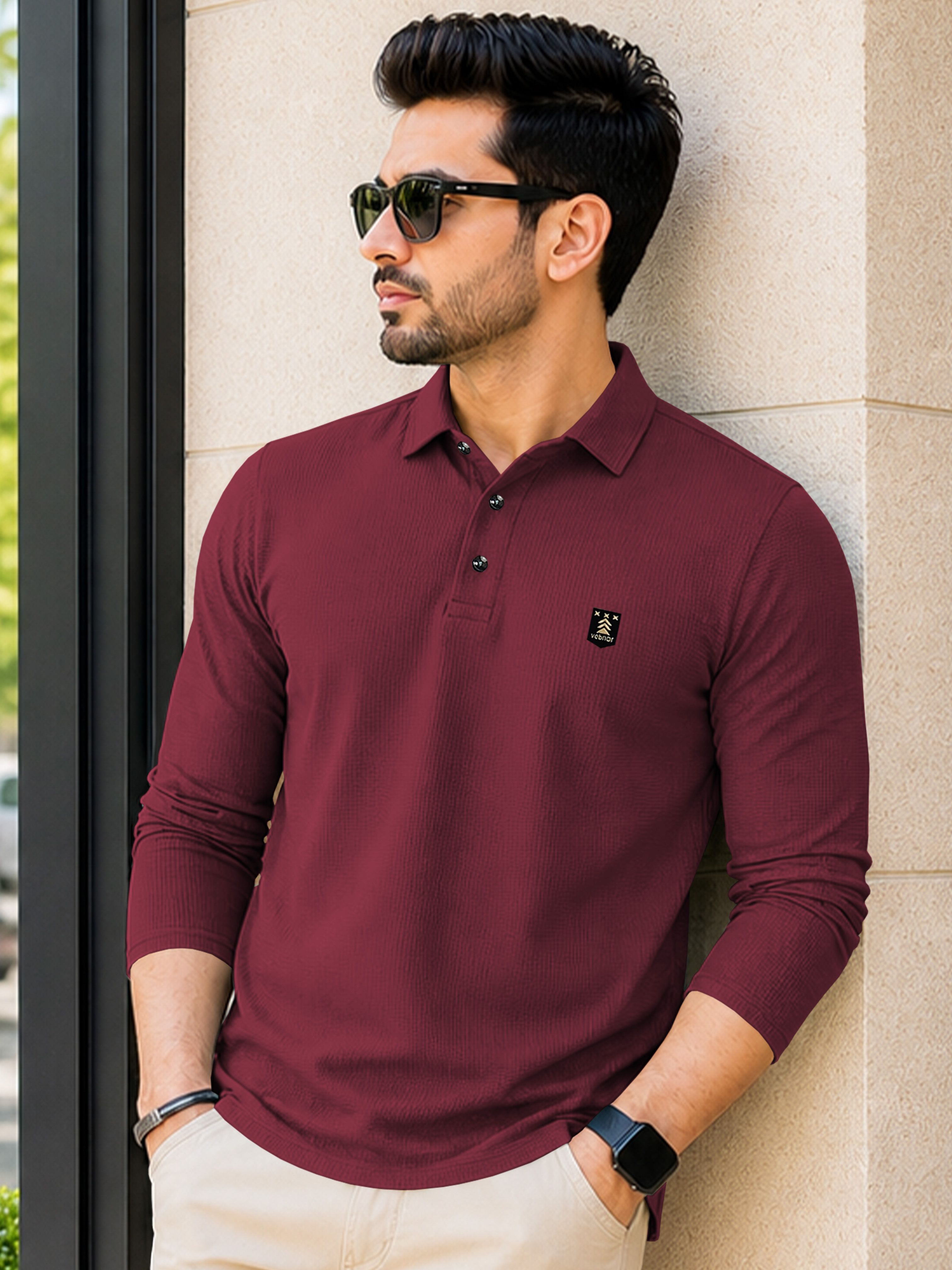 vebnor Men Printed Polo Neck Polyester Maroon T-Shirt-picture-34