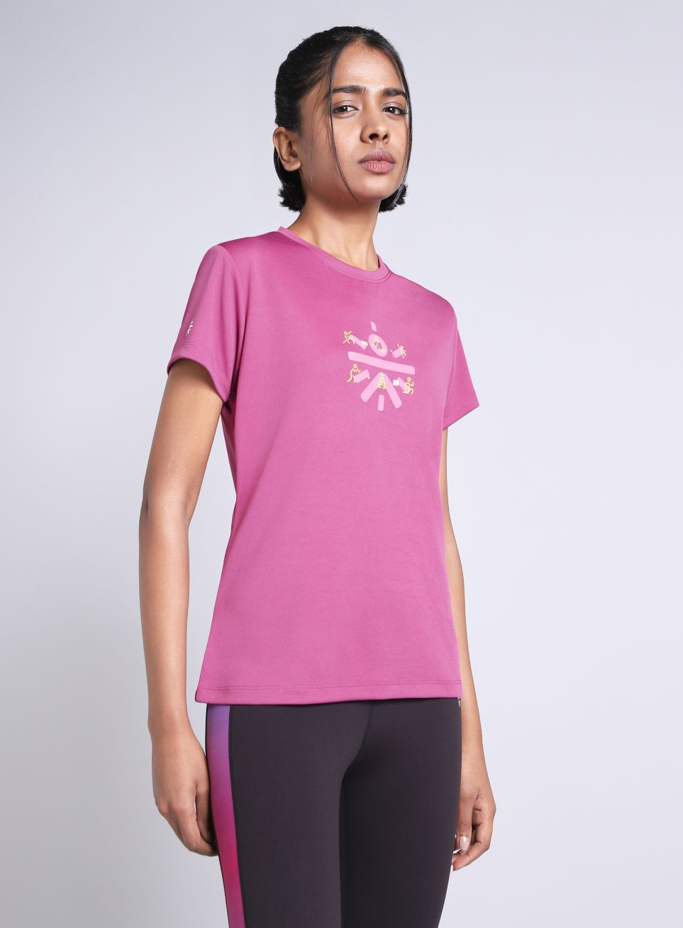 Women Solid Round Neck Polyester Pink T-Shirt-image-23