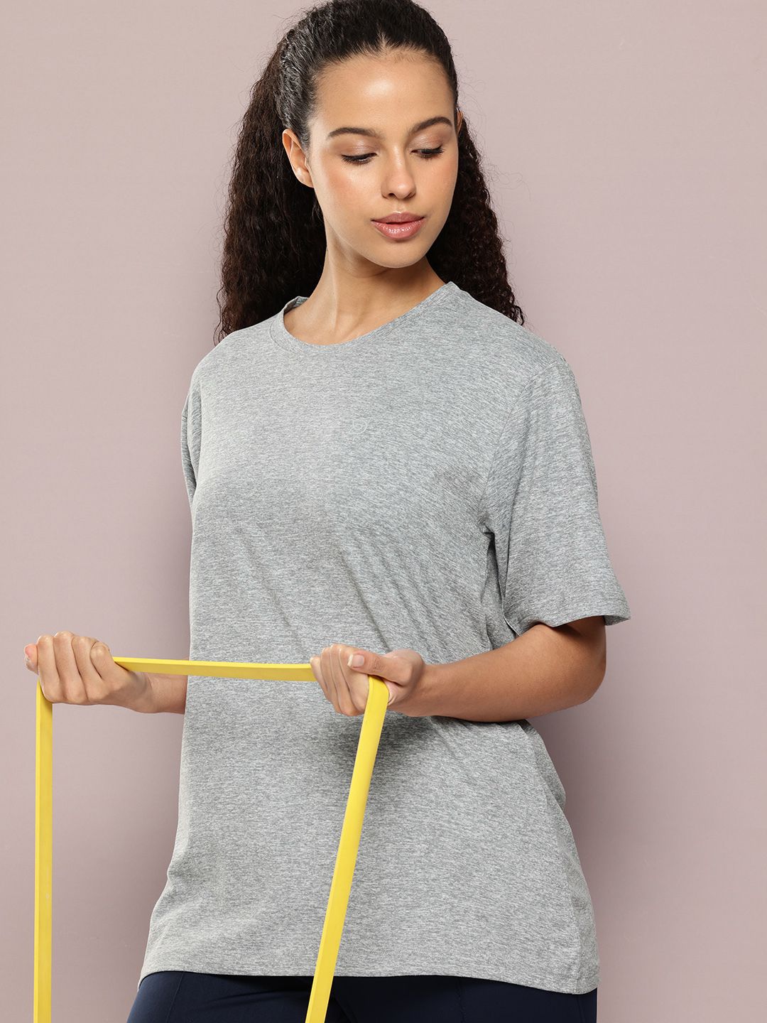 Women Solid Round Neck Polyester Grey T-Shirt-image-28