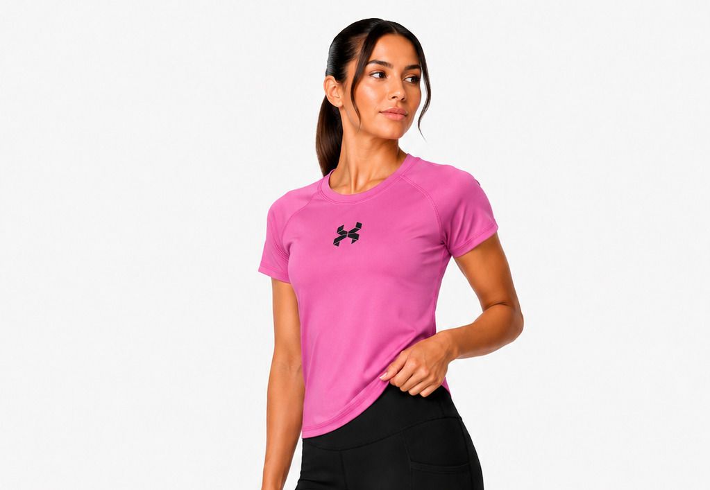 Women Solid Round Neck Nylon Pink T-Shirt-image-34