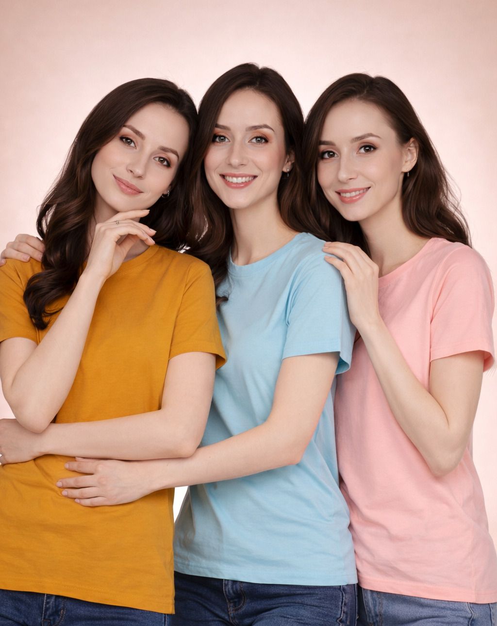 adyavastram Pack of 3 Women Solid Round Neck Cotton Blend Multicolor T-Shirt-picture-12