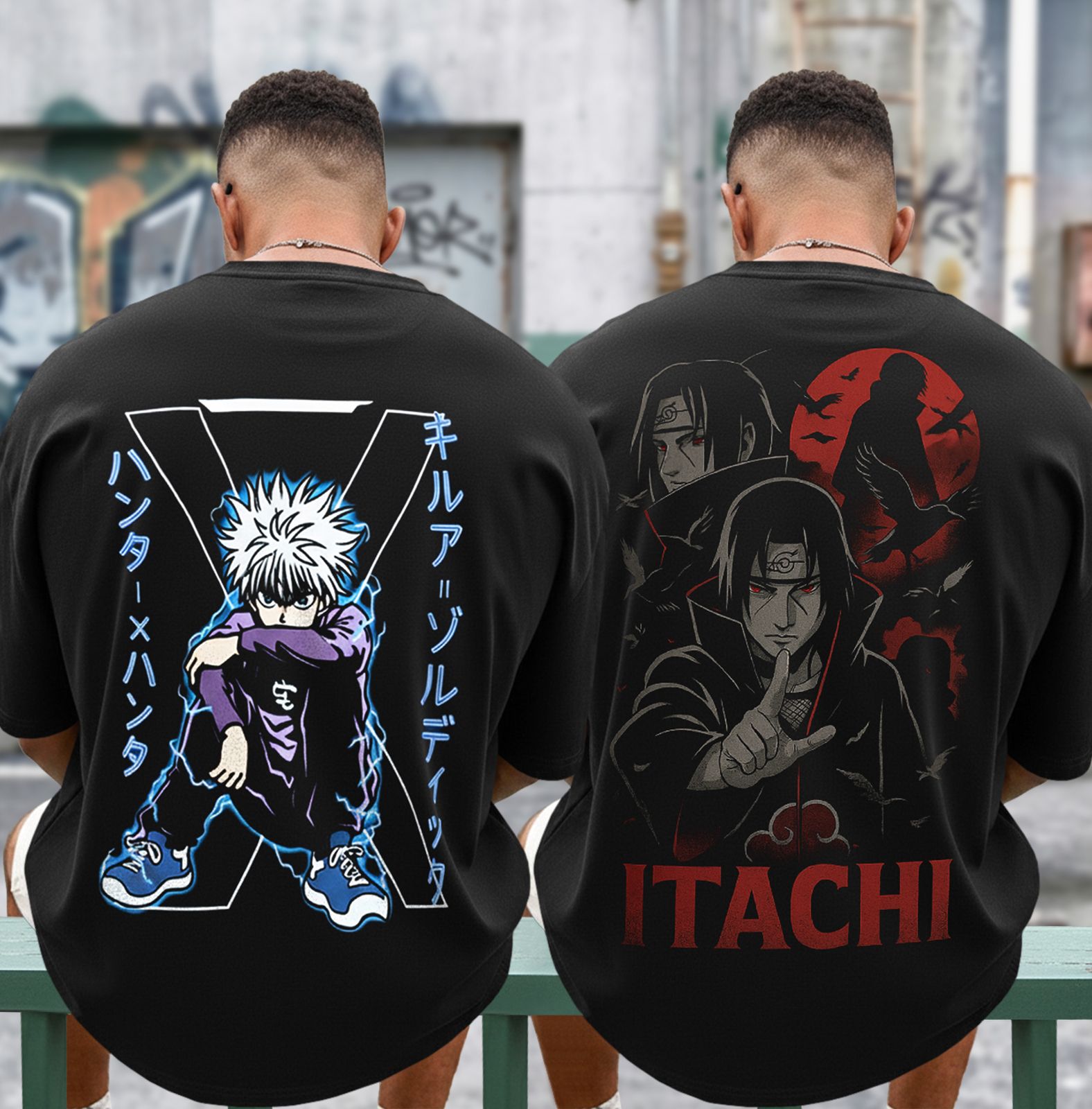 tripr Pack of 2 Men Graphic Print Round Neck Cotton Blend Black T-Shirt-picture-28
