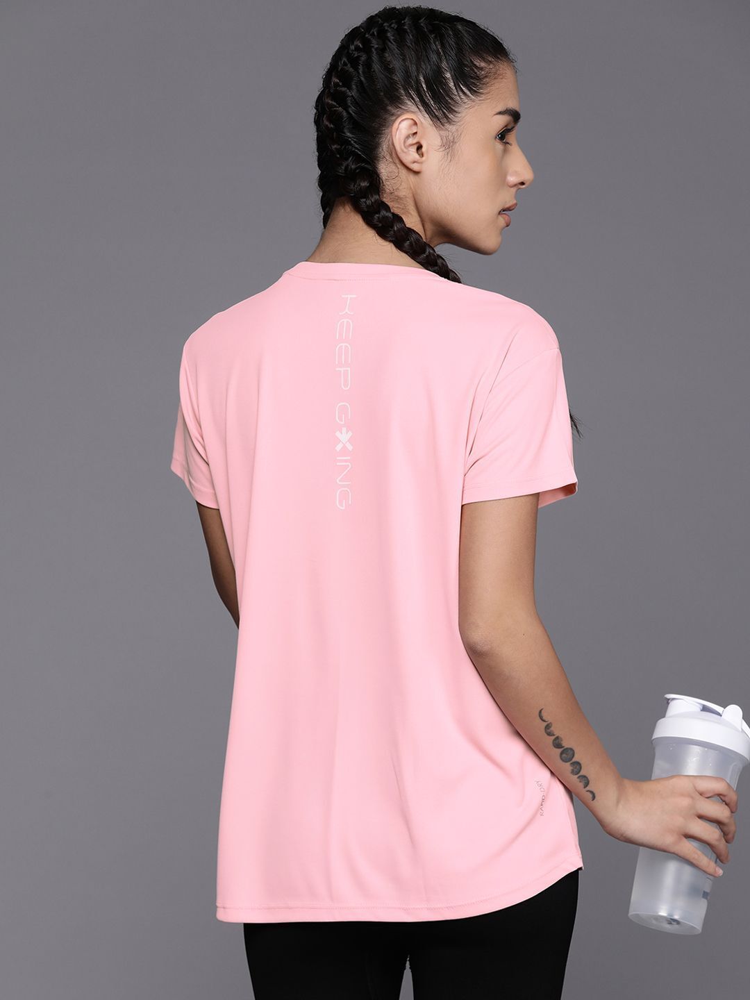 hrx by hrithik roshan Women Solid Round Neck Polyester Pink T-Shirt-picture-10