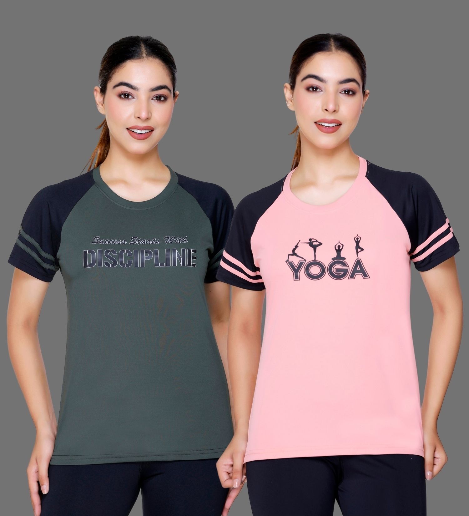 white moon Pack of 2 Women Printed Round Neck Polyester Multicolor T-Shirt-picture-42