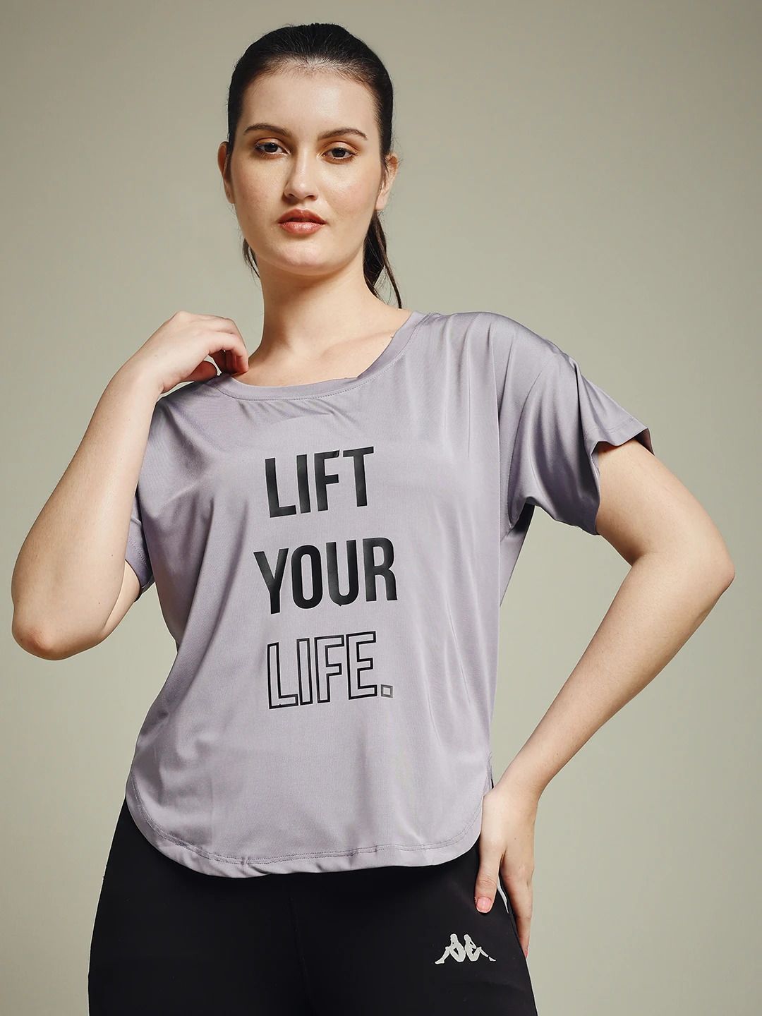 mkh Women Graphic Print Crew Neck Polyester Purple T-Shirt-picture-7