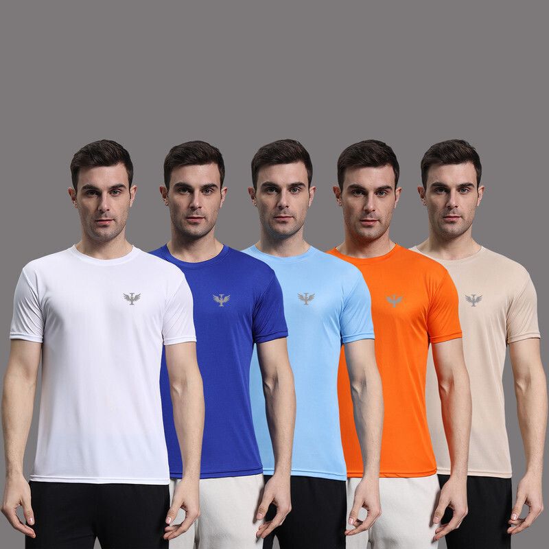 inktees Pack of 5 Men Solid Round Neck Polyester Multicolor T-Shirt-picture-20