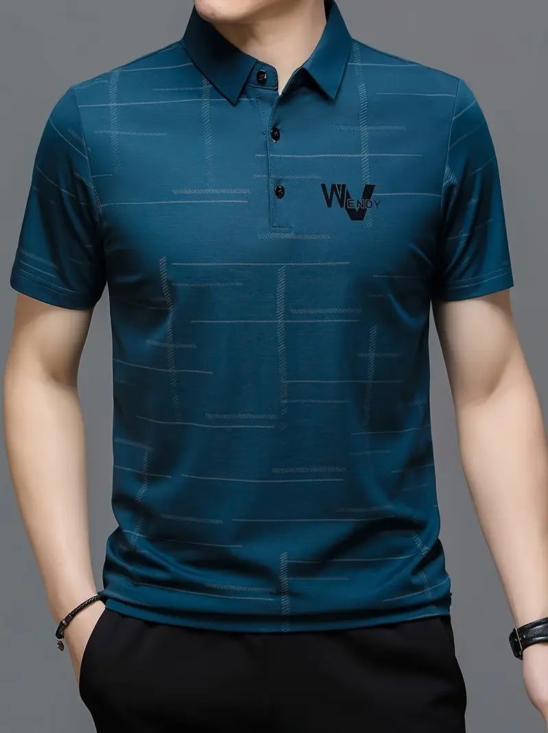 naughty men Men Striped Polo Neck Pure Cotton Blue T-Shirt-picture-25