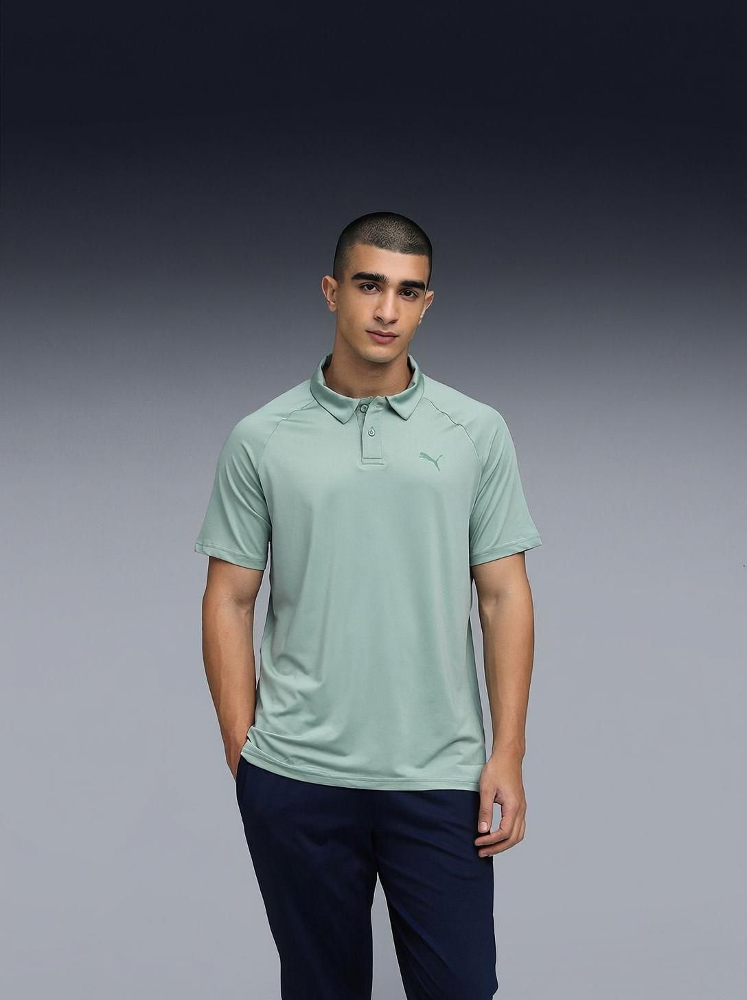 puma M Train All Day ESSENTIAL Men Solid Polo Neck Polyester Green T-Shirt-picture-18