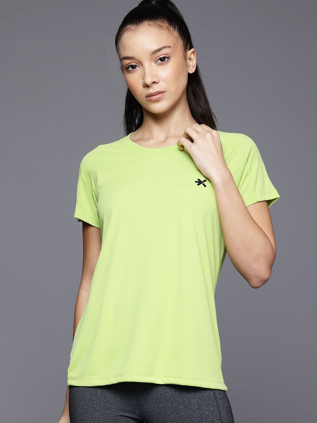hrx by hrithik roshan Women Printed Round Neck Polyester Green T-Shirt-picture-23