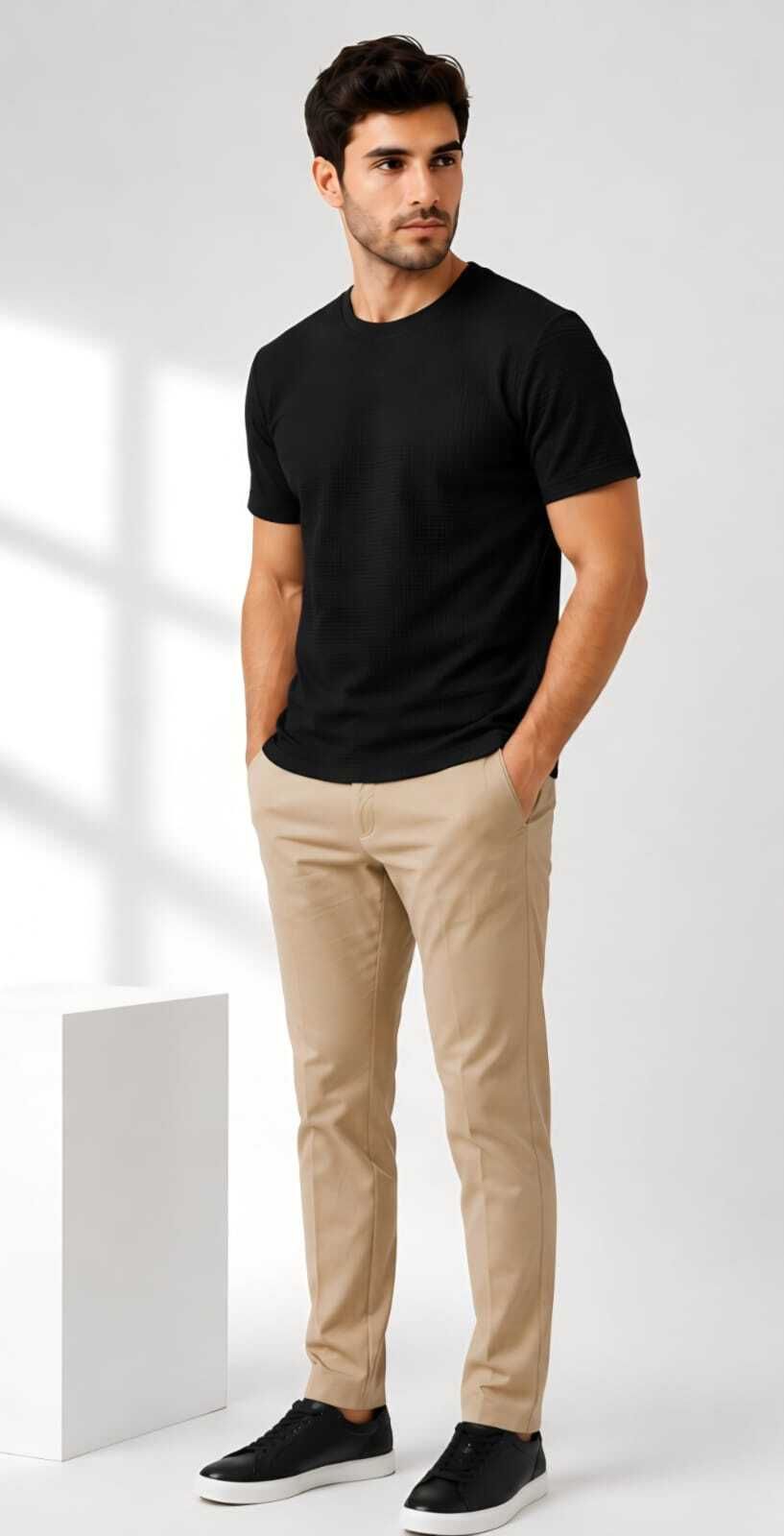 gideonk Men Solid Round Neck Polycotton Black T-Shirt-picture-30