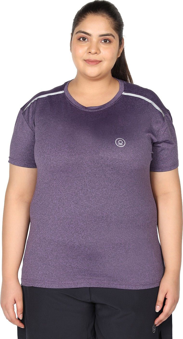 chkokko Women Colorblock Round Neck Polyester Purple T-Shirt-picture-11