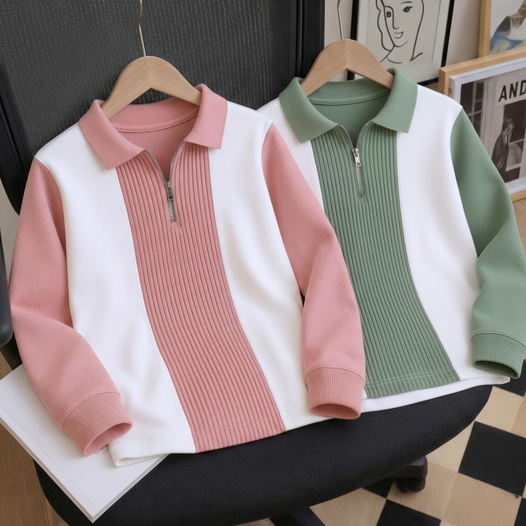 try this Pack of 2 Men Striped, Self Design Zip Neck Cotton Blend White, Pink, Green T-Shirt-picture-15