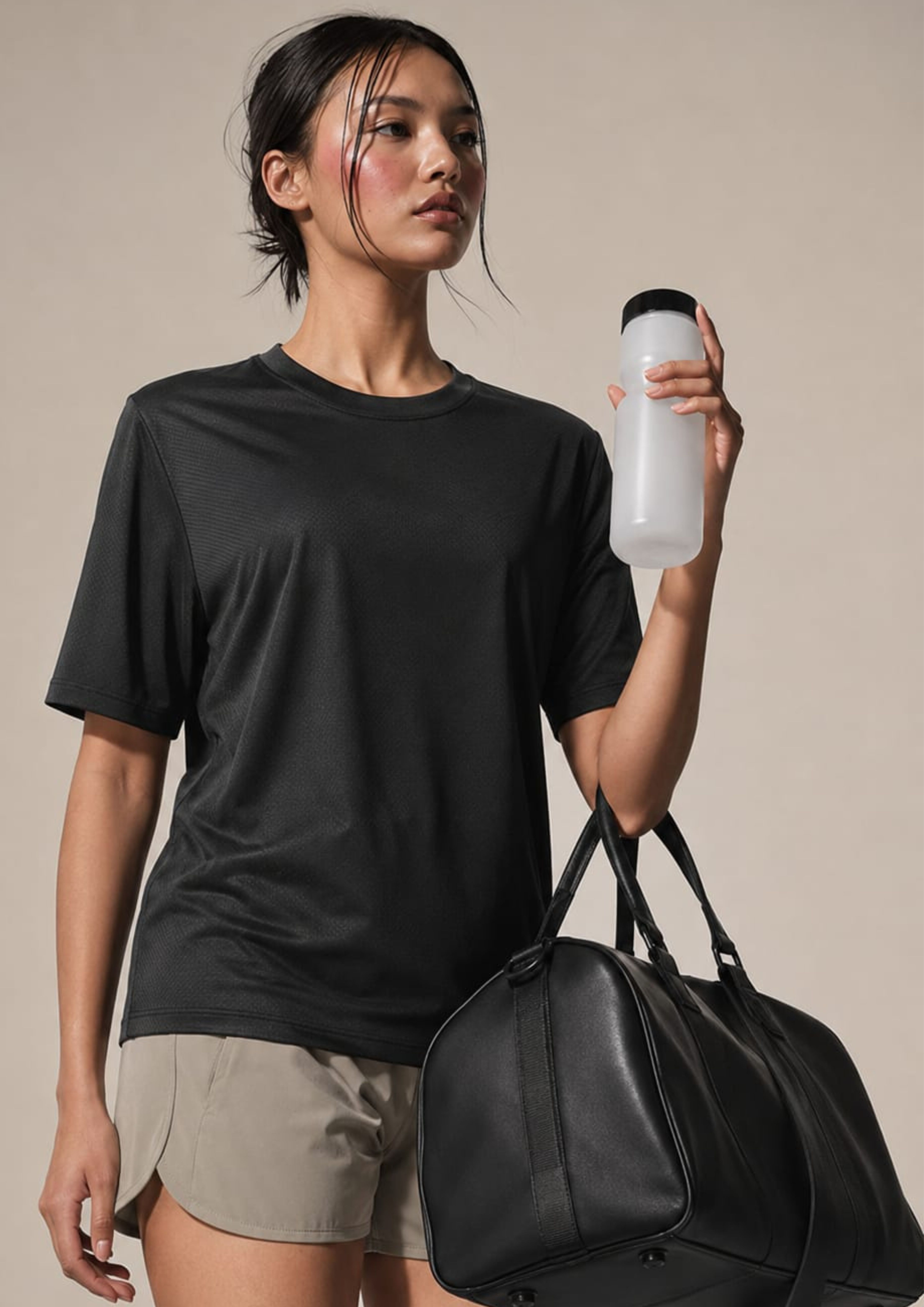 carlo magno Women Solid Round Neck Polyester Black T-Shirt-picture-33
