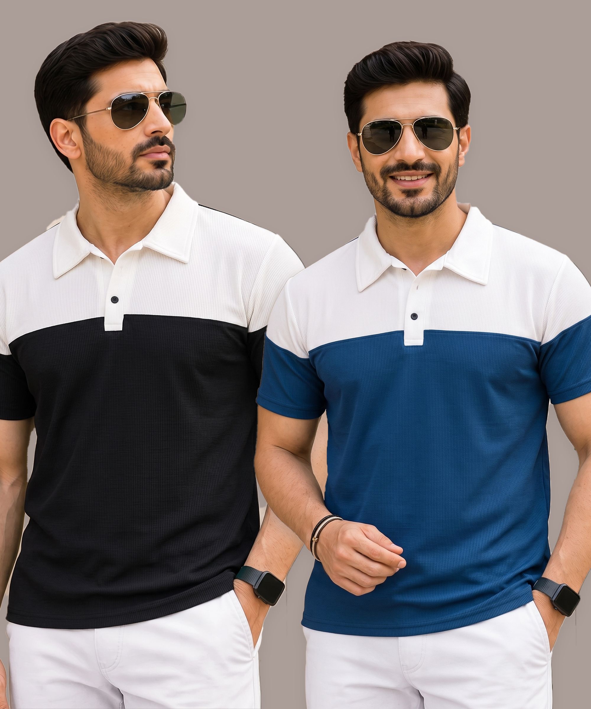 christy world Pack of 2 Men Solid Polo Neck Polycotton Multicolor T-Shirt-picture-12
