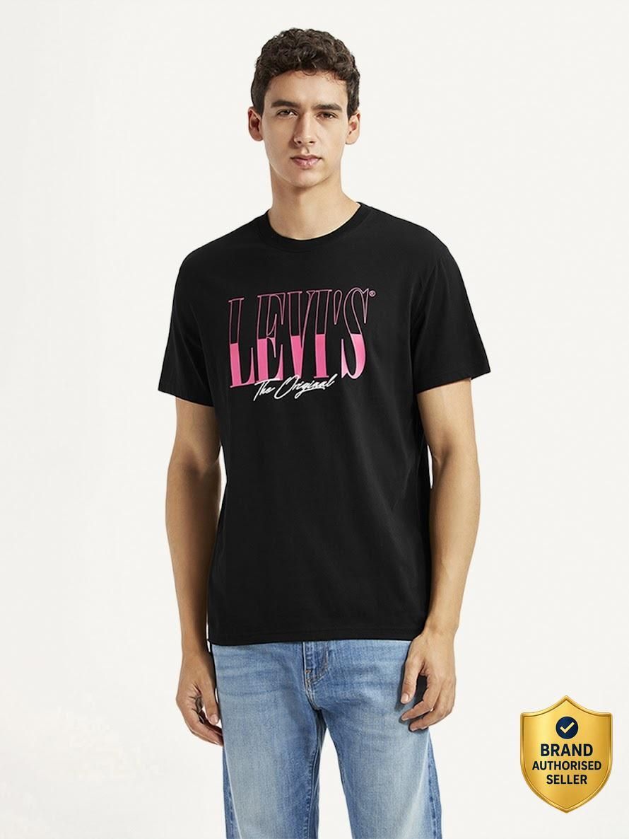 levi's Men Typography Round Neck Pure Cotton Black T-Shirt-picture-12