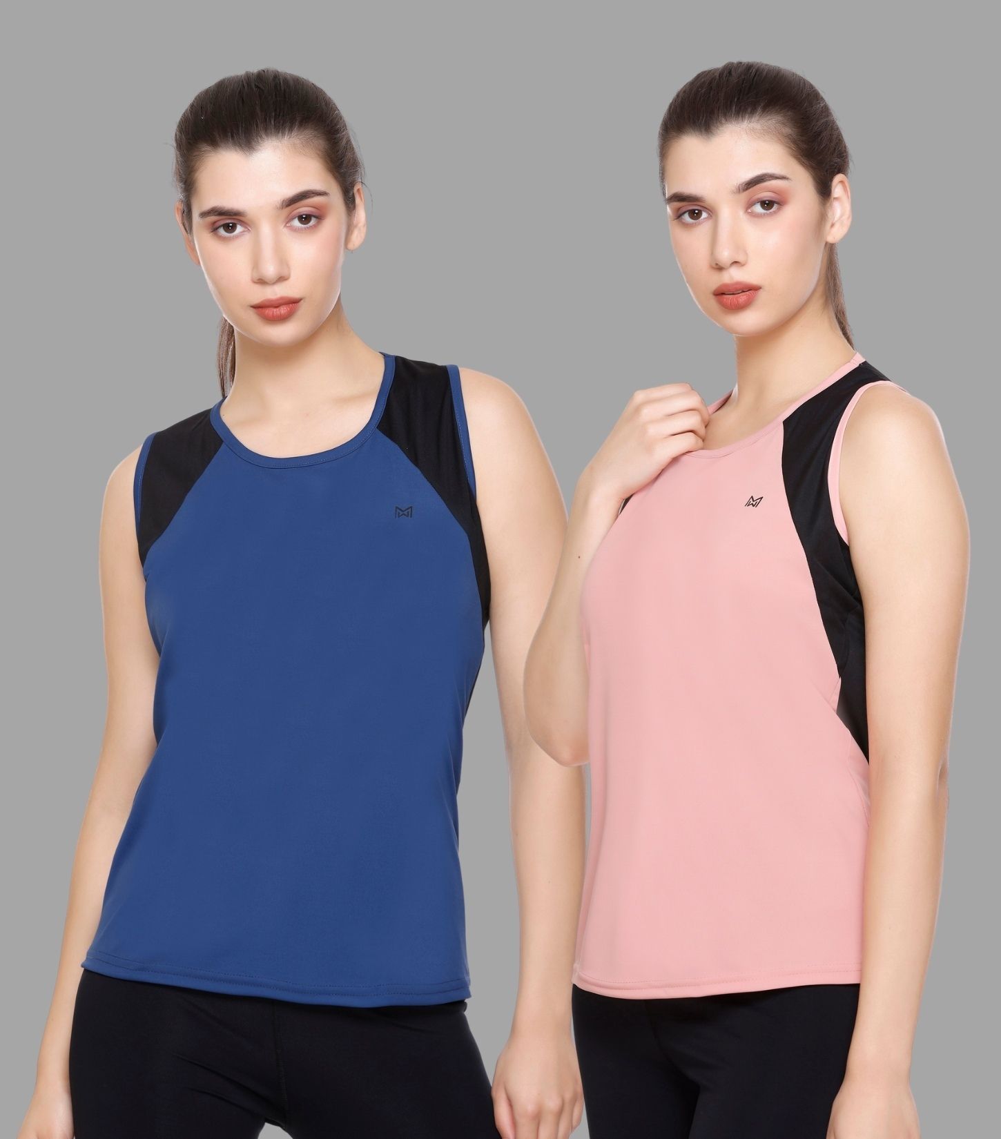 white moon Pack of 2 Women Colorblock Round Neck Polyester Multicolor T-Shirt-picture-13