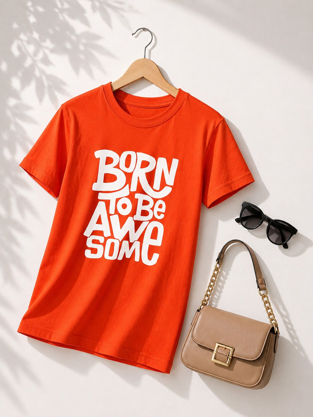 szn Women Solid Round Neck Cotton Blend Orange T-Shirt-picture-22