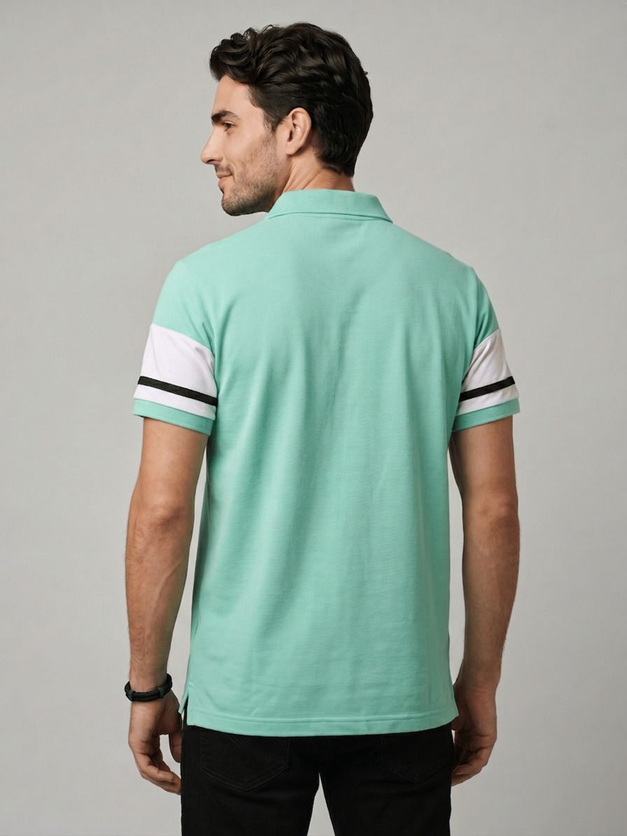 va-ltarnic Men Solid Polo Neck Pure Cotton Light Green T-Shirt-picture-17