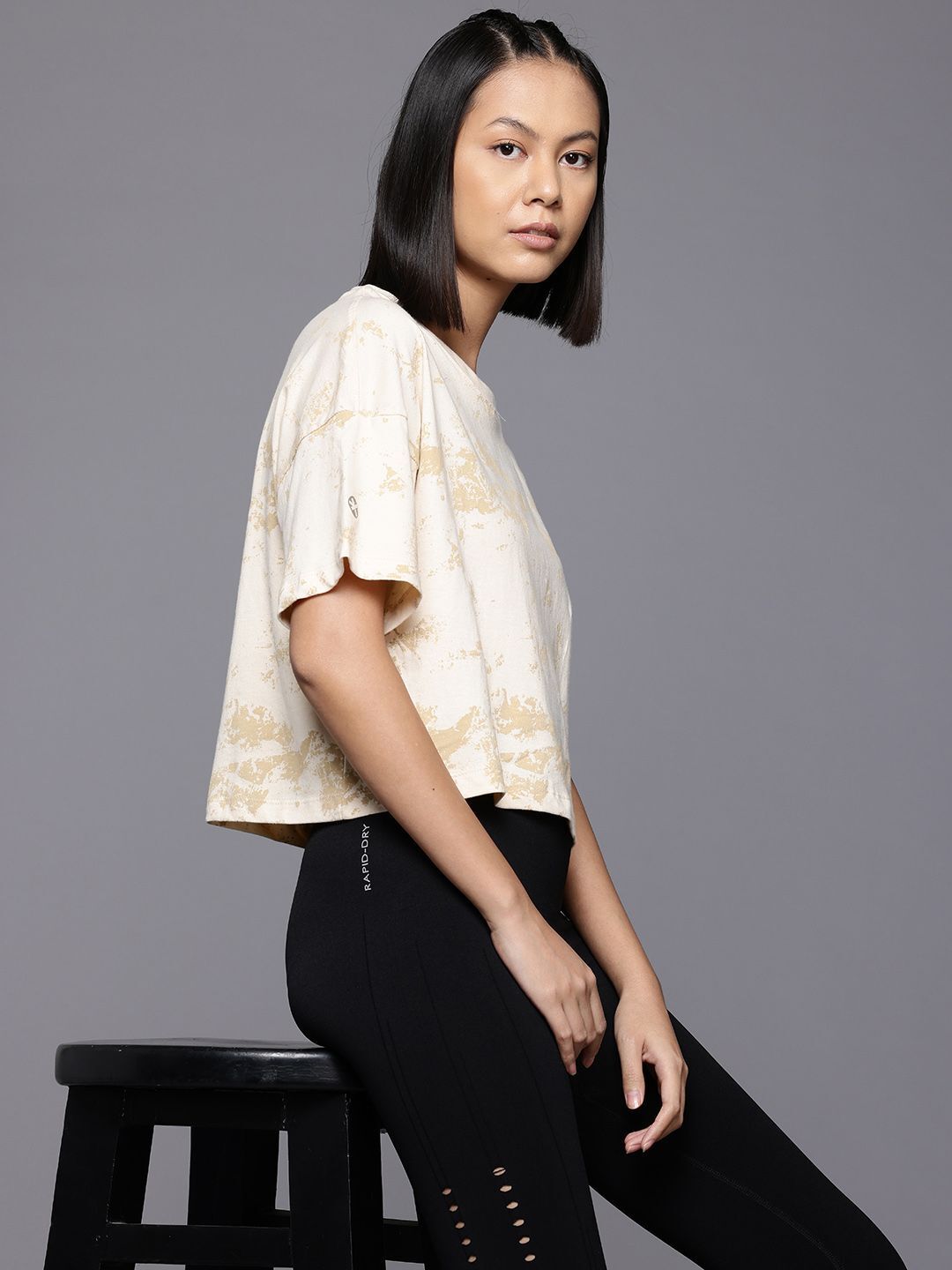 hrx by hrithik roshan Women Printed Round Neck Cotton Blend White T-Shirt-picture-11