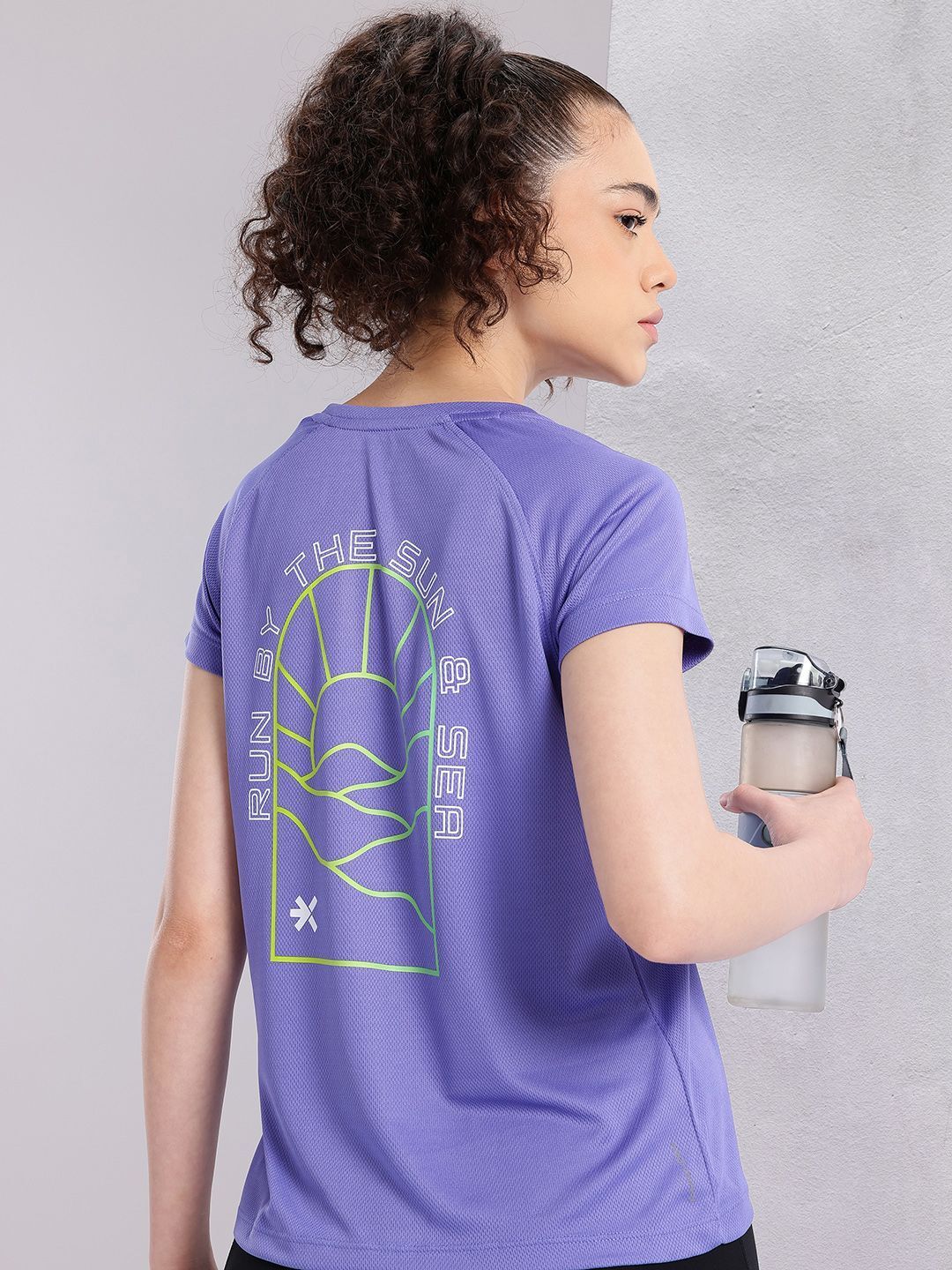 hrx by hrithik roshan Women Printed Round Neck Polyester Purple T-Shirt-picture-31