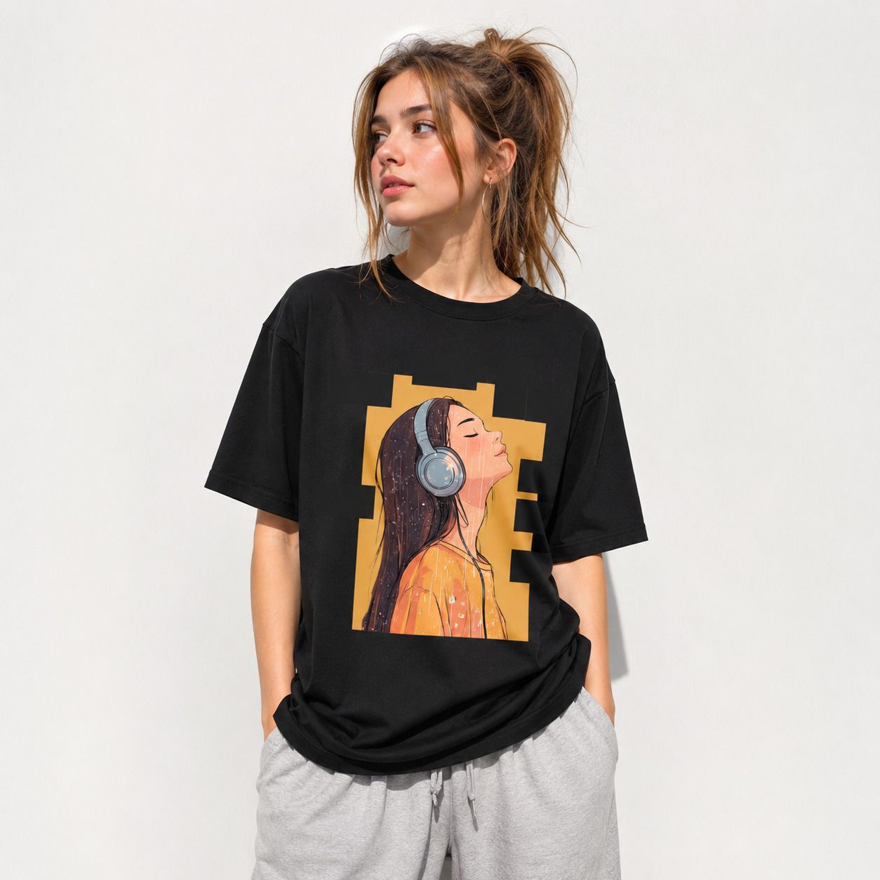 mahantam clothing studio Women Graphic Print, Printed Round Neck Pure Cotton Black T-Shirt-picture-32