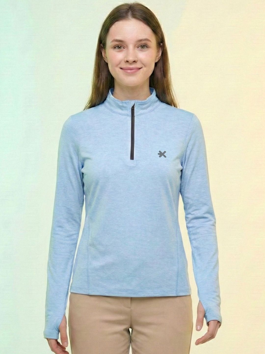 hrx by hrithik roshan Women Solid High Neck Polyester Blue T-Shirt-picture-18
