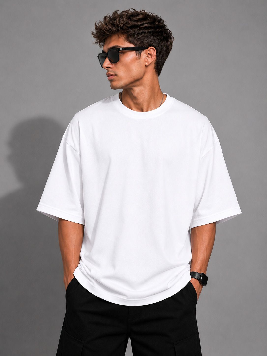 Men Typography, Printed Round Neck Pure Cotton White T-Shirt-image-16