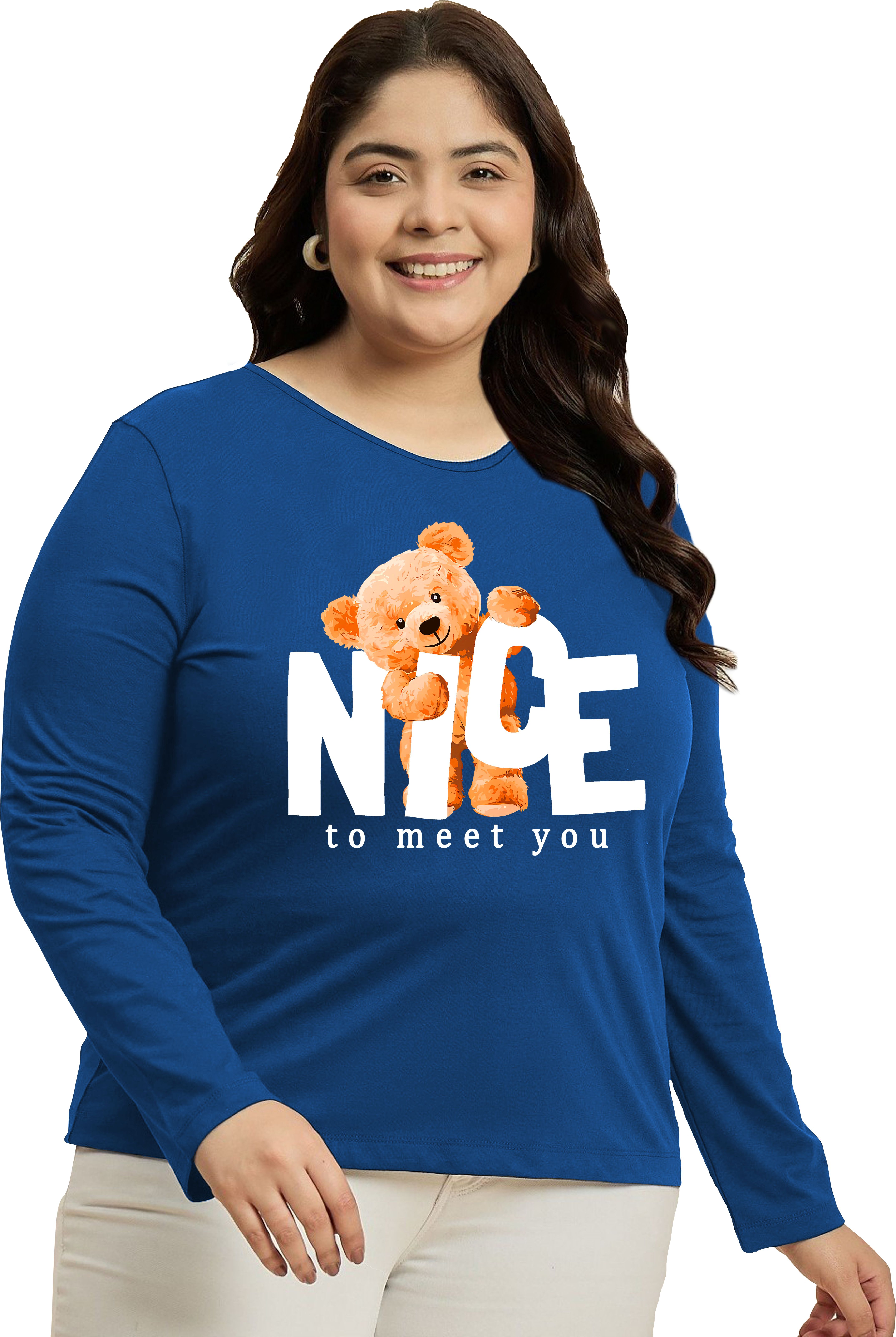 elite soul Women Animal Print Round Neck Cotton Blend Blue T-Shirt-picture-6