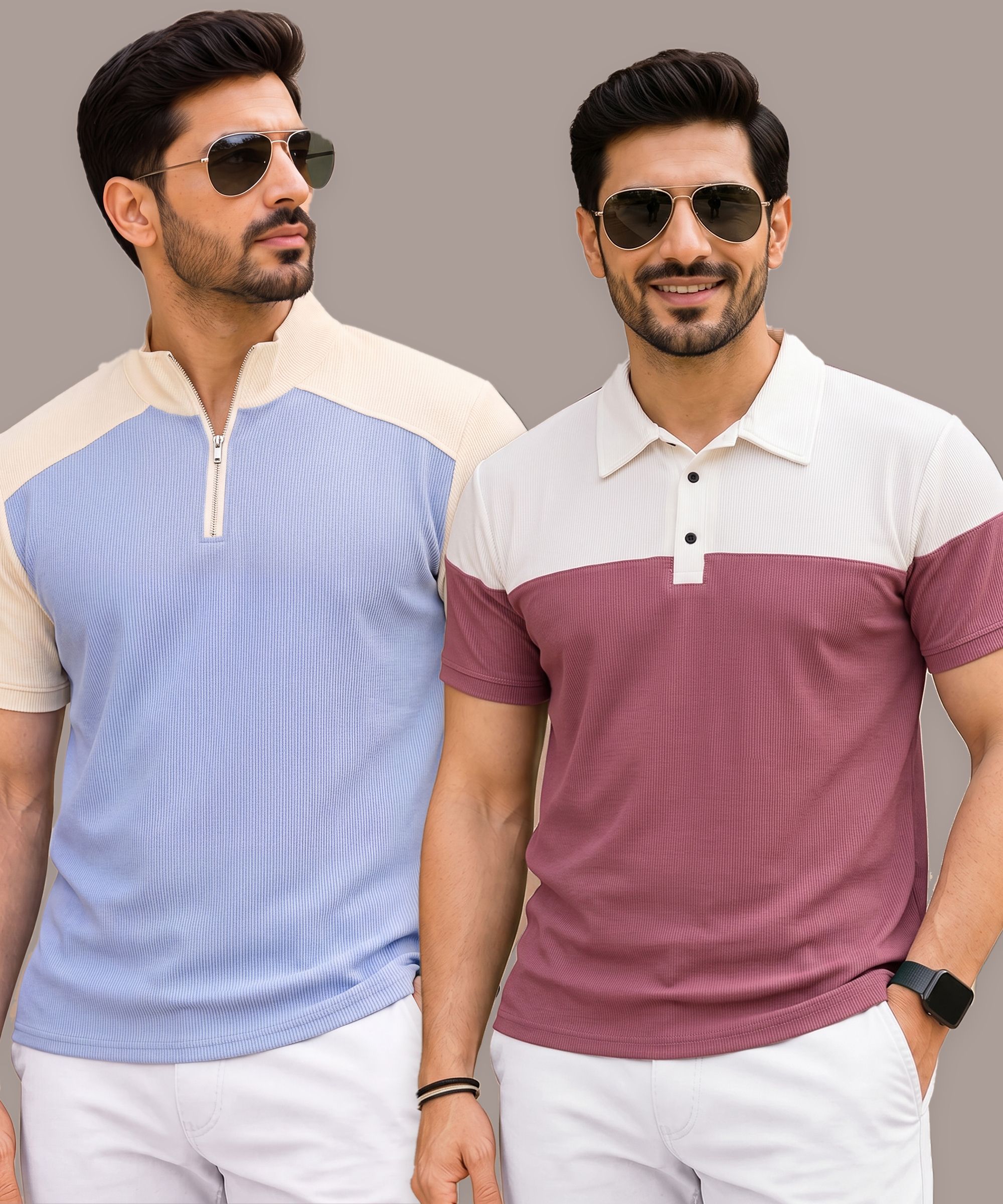 christy world Pack of 2 Men Solid Polo Neck Polycotton Multicolor T-Shirt-picture-15