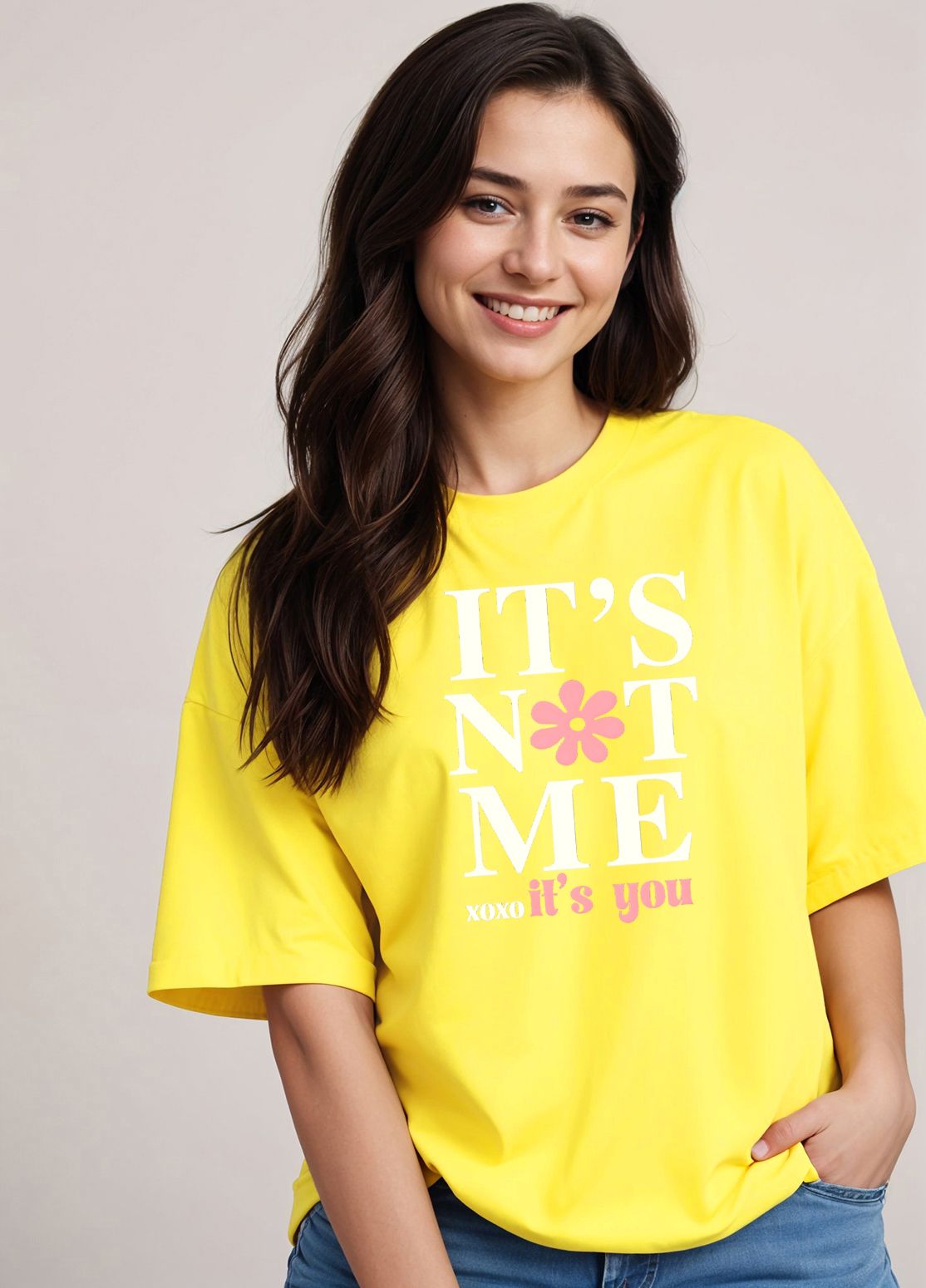 dressberry Women Printed Round Neck Cotton Blend Yellow T-Shirt-picture-10