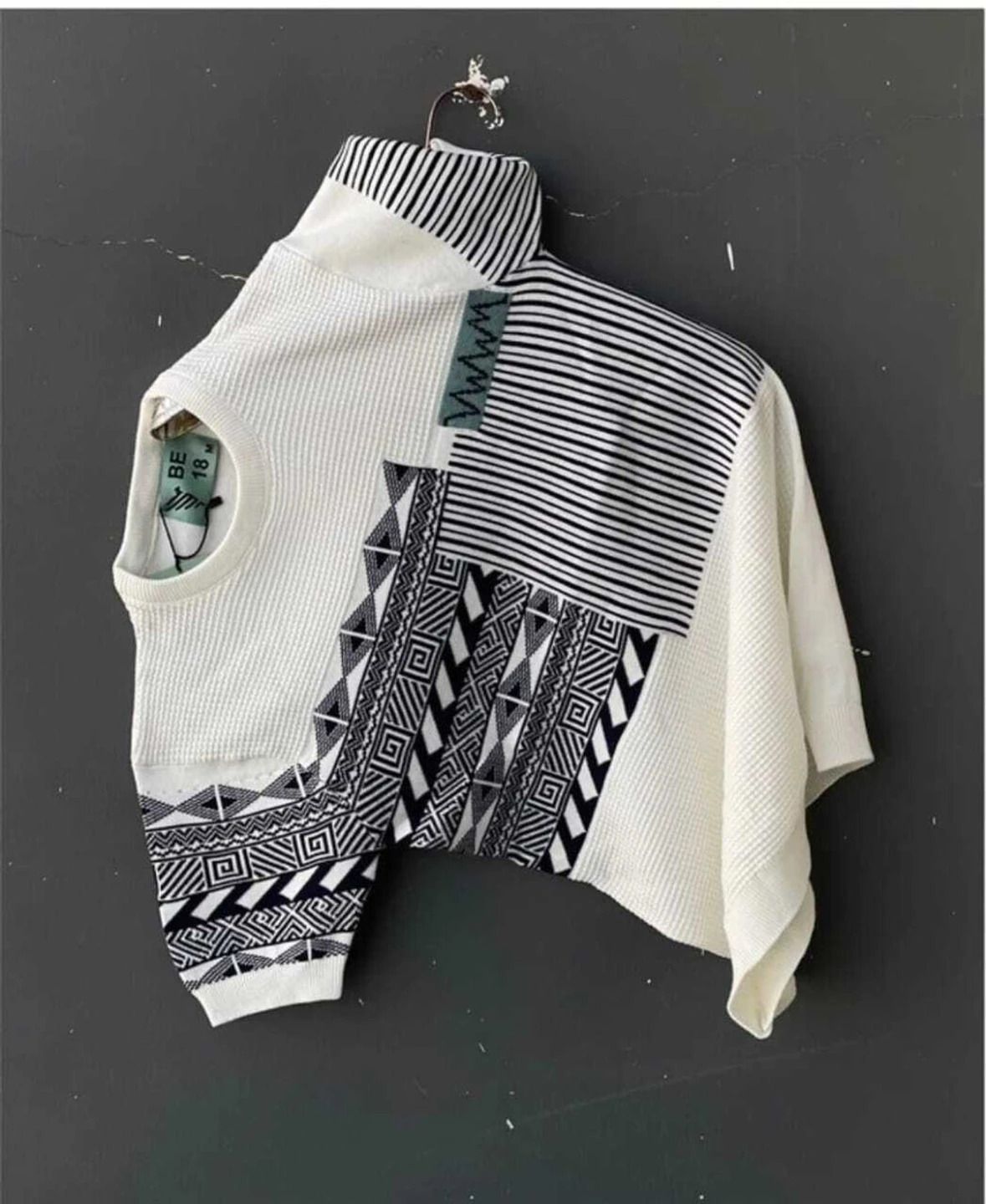 Men Geometric Print, Striped, Colorblock, Printed Round Neck Pure Cotton White, Black T-Shirt-image-36
