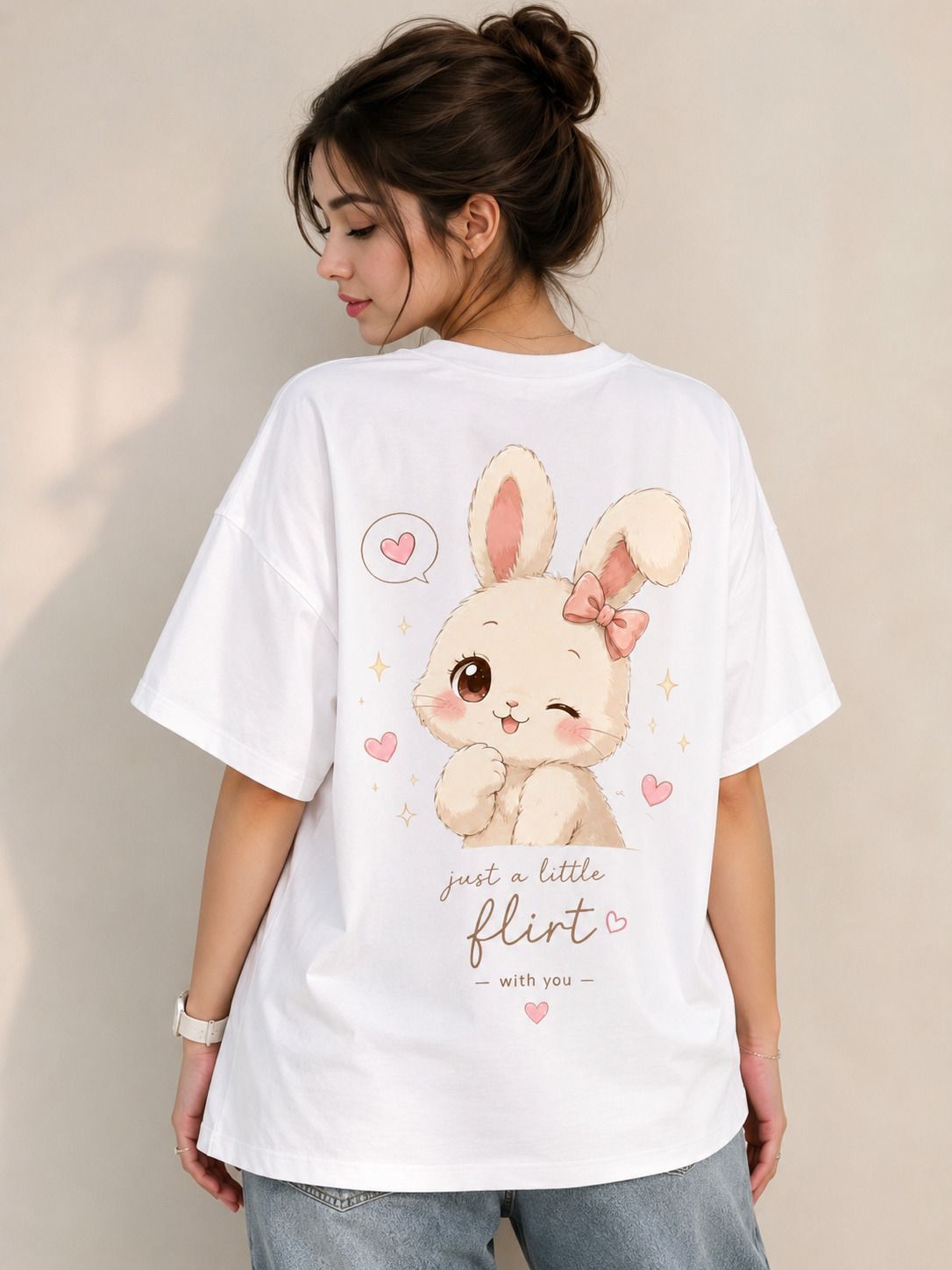 zynfashion Women Printed Round Neck Pure Cotton White T-Shirt-picture-14