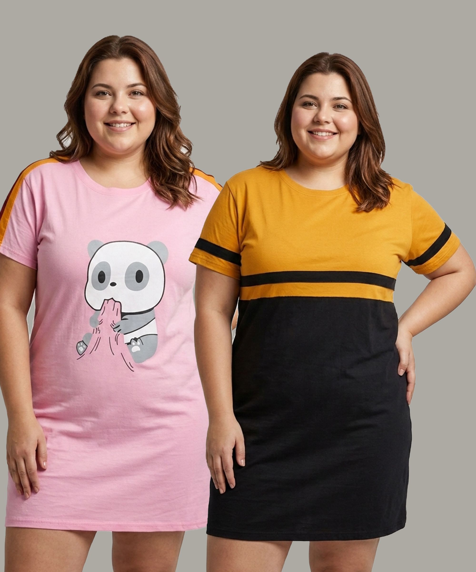 dreambe Pack of 2 Women Printed Round Neck Pure Cotton Multicolor T-Shirt-picture-23