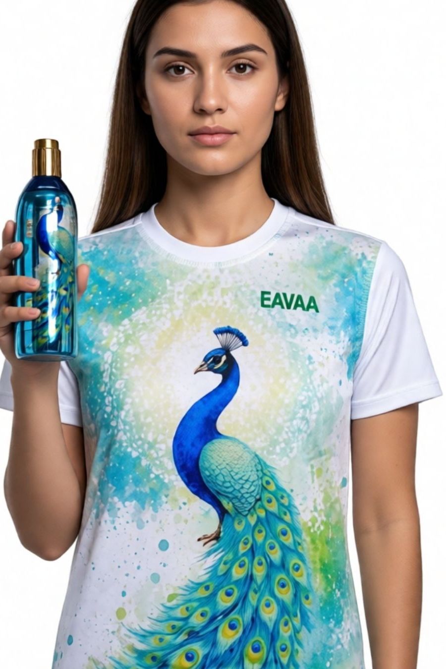 eavaa Women Solid Round Neck Polyester White T-Shirt-picture-10