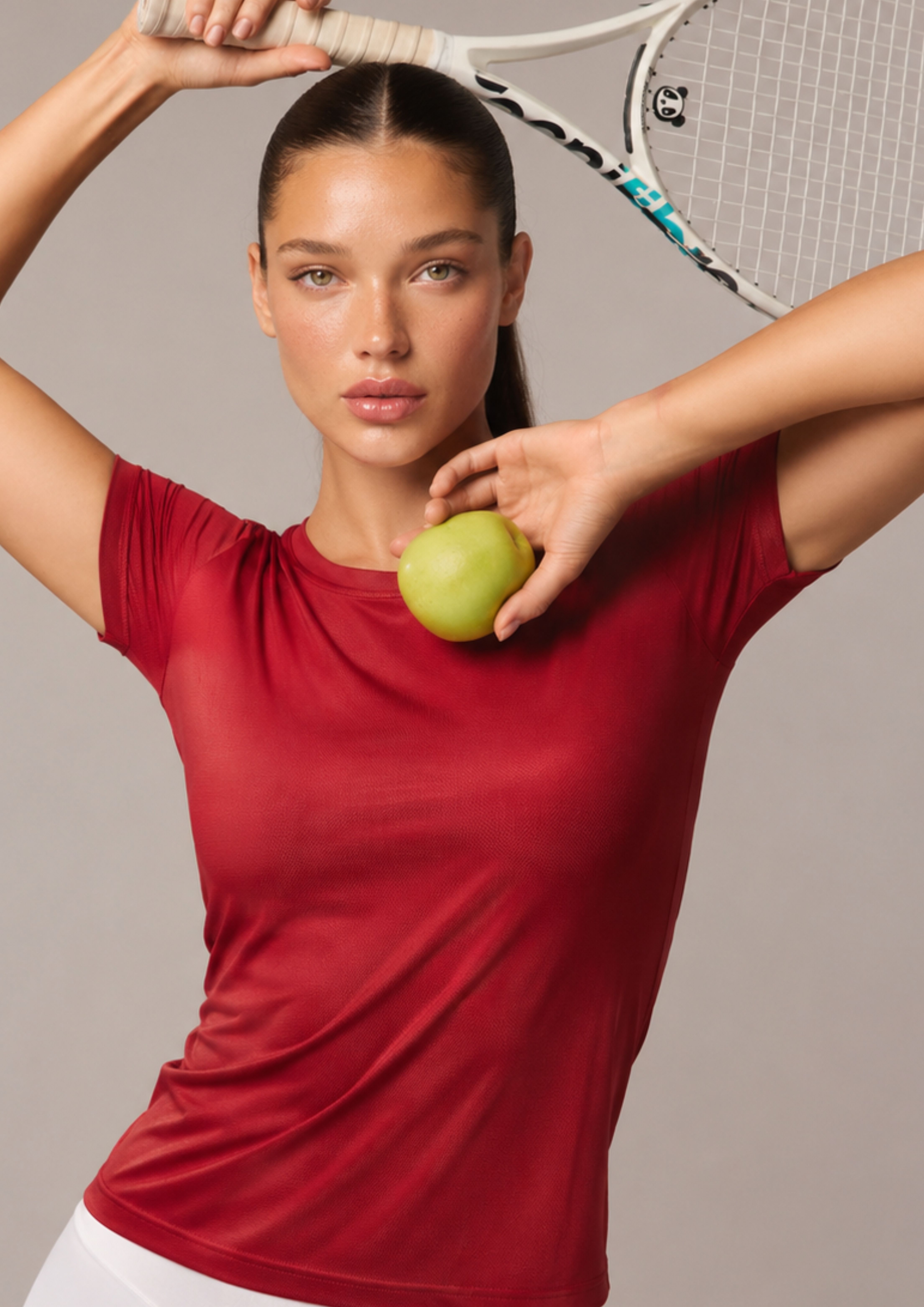 carlo magno Women Solid Round Neck Polyester Red T-Shirt-picture-23