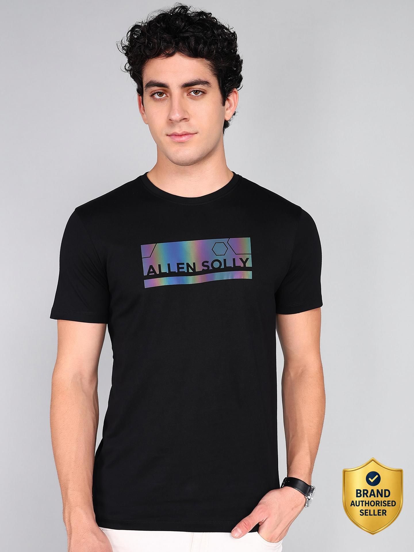 allen solly Men Solid Cowl Neck Cotton Blend Black T-Shirt-picture-13