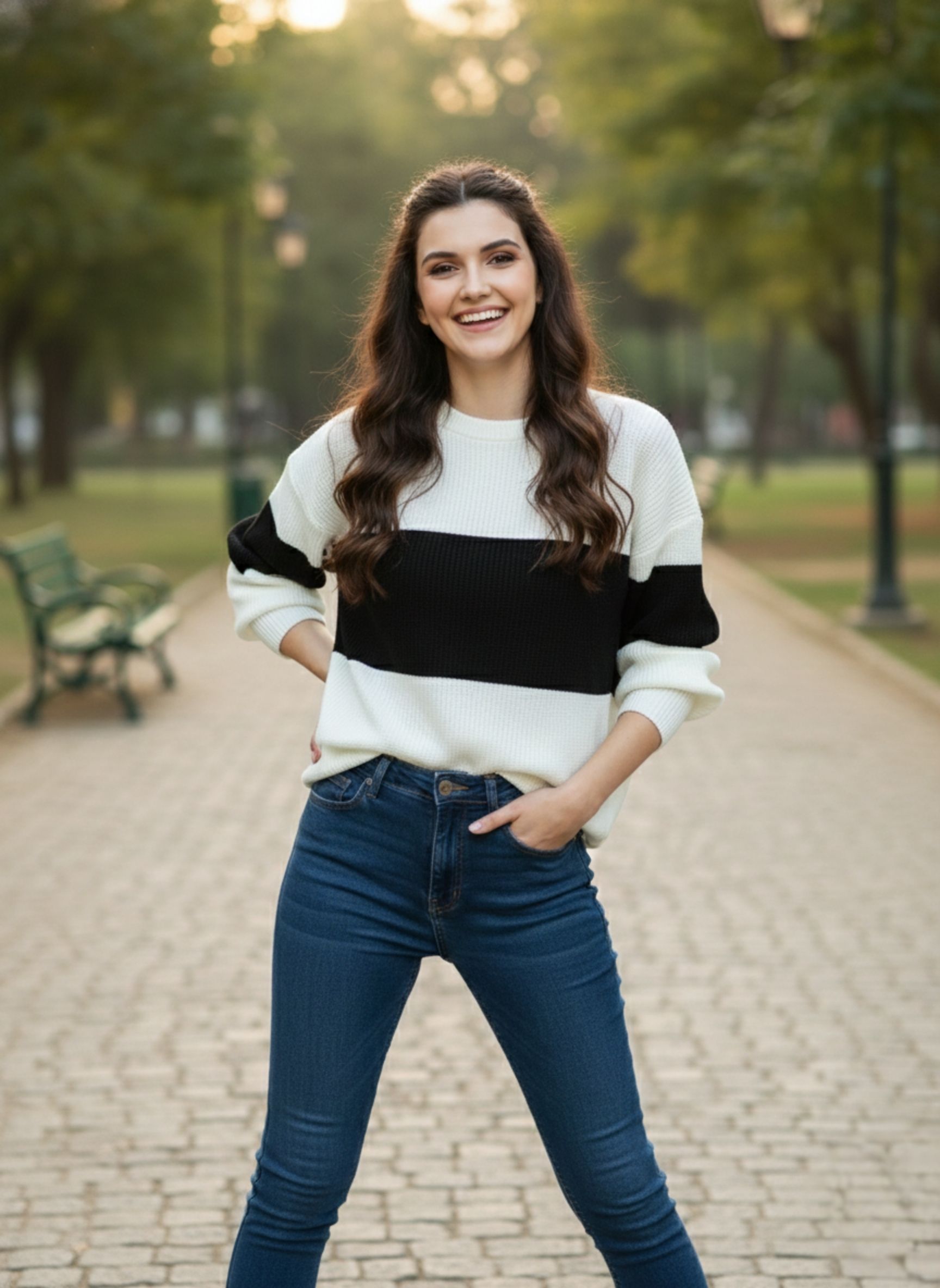 Women Colorblock Round Neck Cotton Blend White, Black T-Shirt-image-17