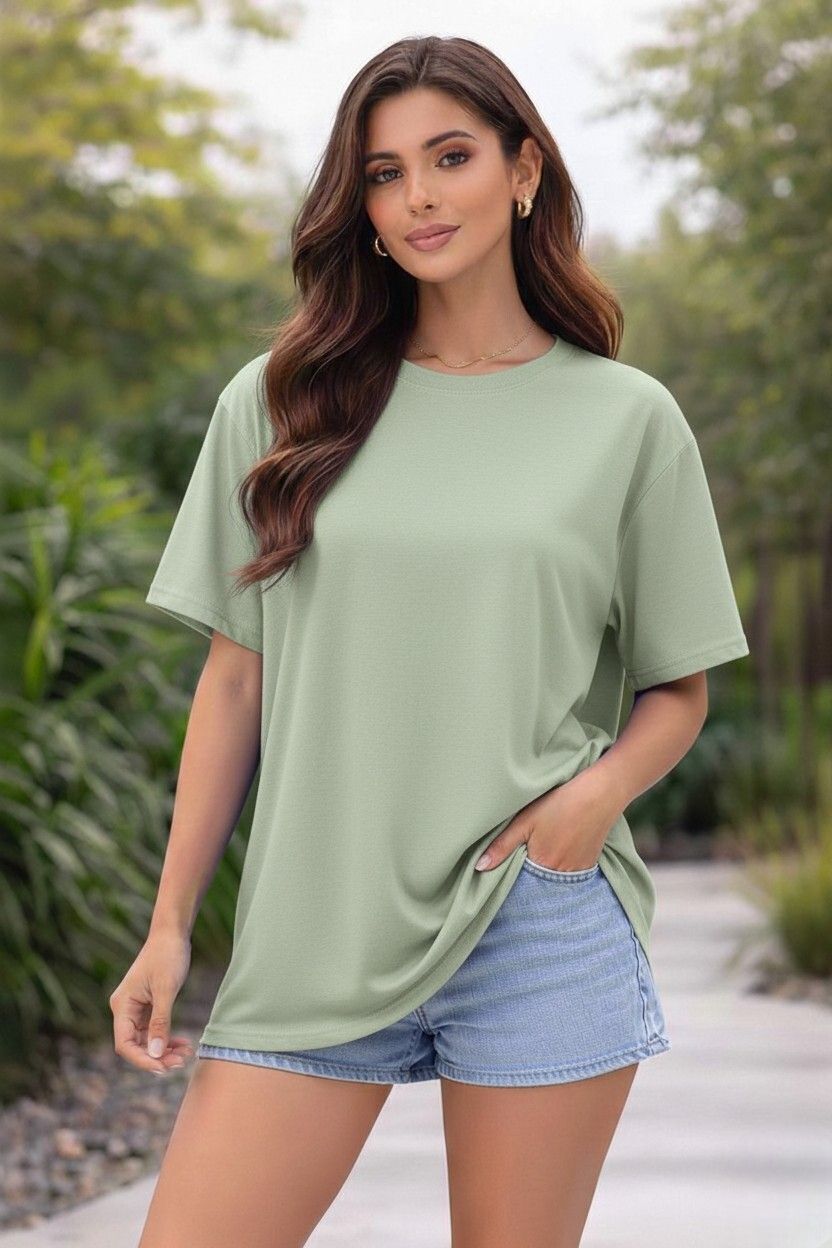 lcyflame Women Solid Round Neck Cotton Blend Multicolor T-Shirt-picture-19