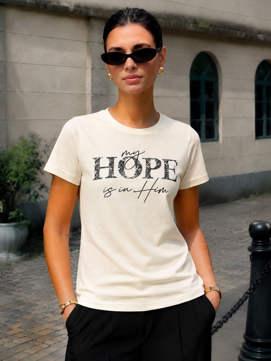 fabflee Women Solid Round Neck Cotton Blend Beige T-Shirt-picture-31