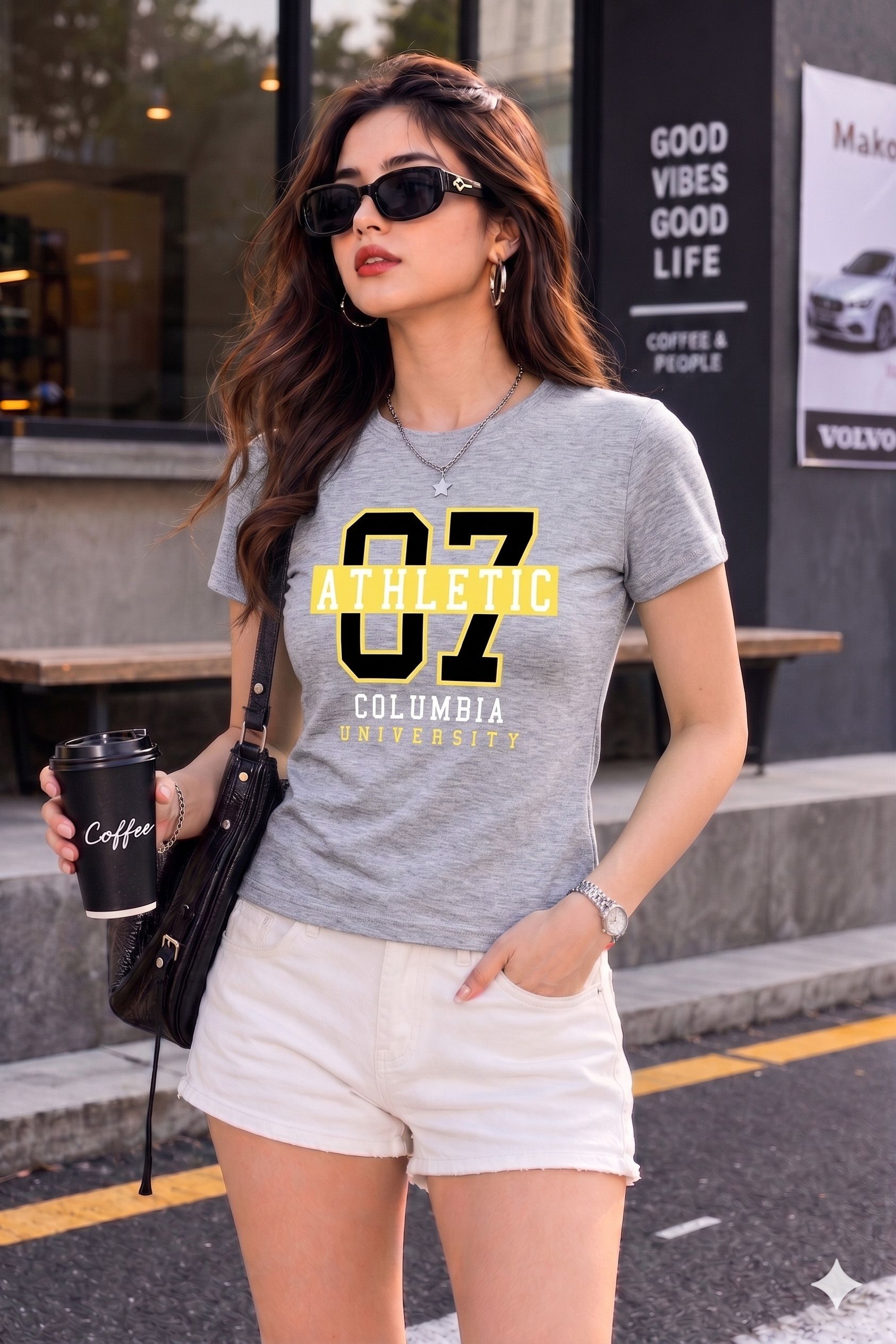 fabflee Women Solid Round Neck Cotton Blend Grey T-Shirt-picture-16
