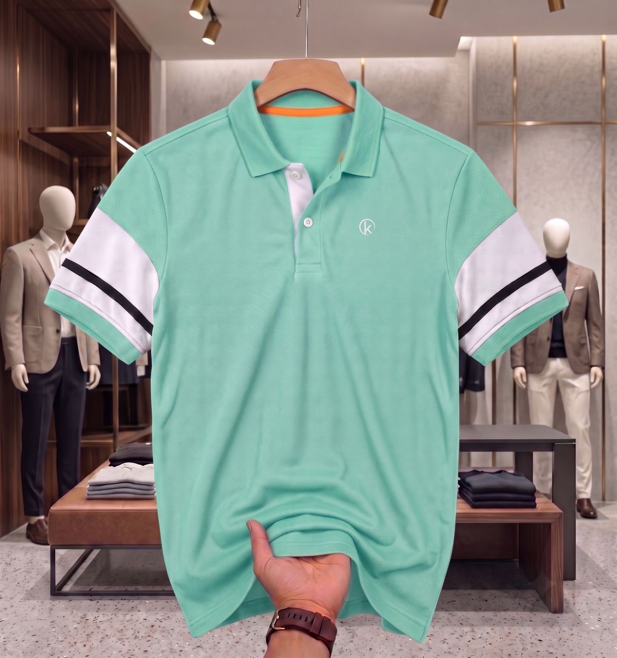 rezaa homezz Men Typography Polo Neck Pure Cotton Light Green T-Shirt-picture-16