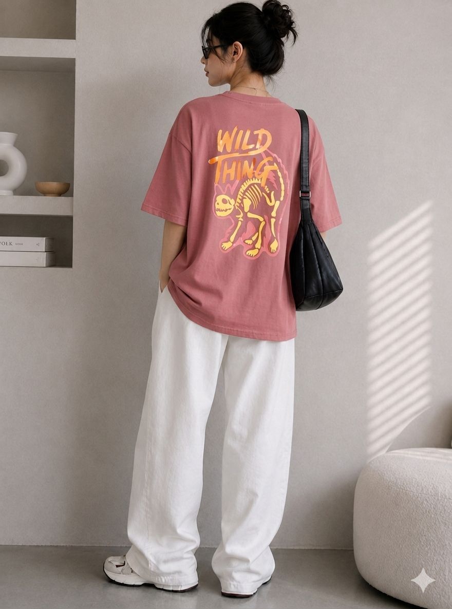 Women Printed Round Neck Cotton Blend Pink T-Shirt-image-28